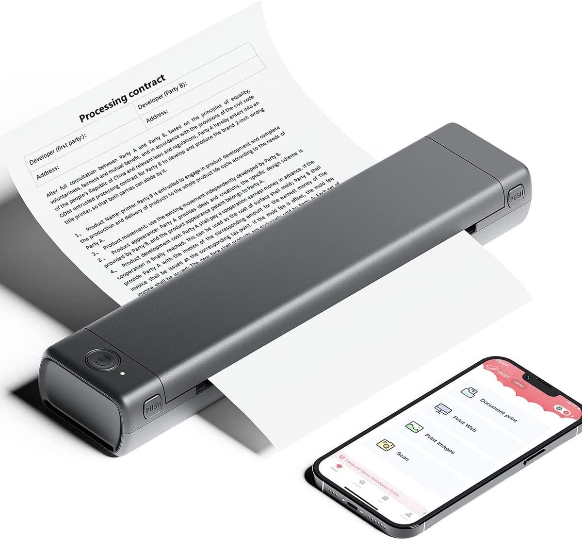 JOEAIS Mobiler Принтеры A4 Thermodrucker für Unterwegs Bluetoot Portable Струйный принтер, (Printer Klein Reisedrucker Thermopapier Kompakt für Android und iOS)