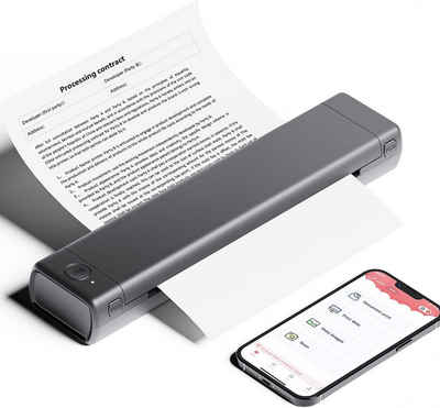 JOEAIS Mobiler Drucker A4 Thermodrucker für Unterwegs Bluetoot Portable Tintenstrahldrucker, (Printer Klein Reisedrucker Thermopapier Kompakt für Android und iOS)