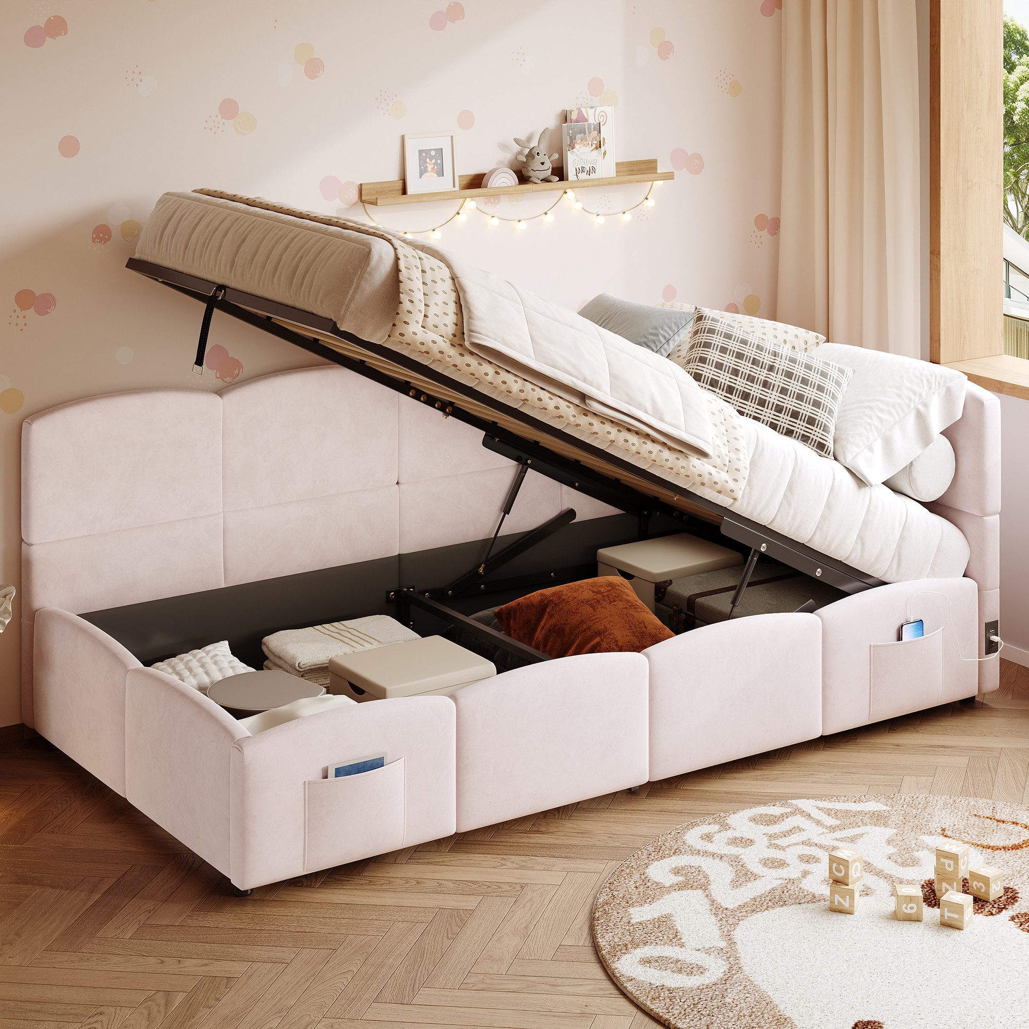 MODFU Polsterbett Schlafsofa multifunktionales Bettsofa (Einzelbett, günstig online kaufen