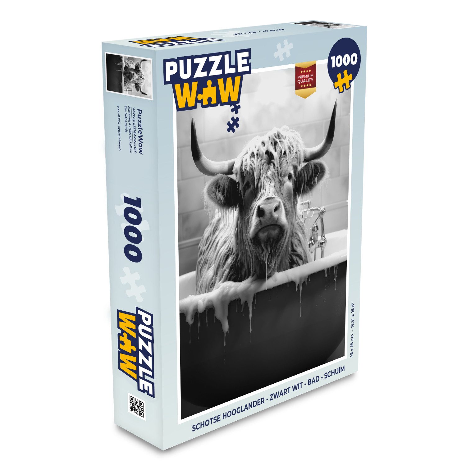 Puzzle Schottischer Highlander - Schwarz und Weiß - Bad - Schaumstoff
