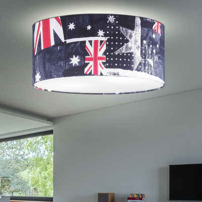 etc-shop LED Deckenleuchte, Leuchtmittel inklusive, Warmweiß, Union Jack Decken Lampe Wohn Zimmer Flaggen Leuchte Flur