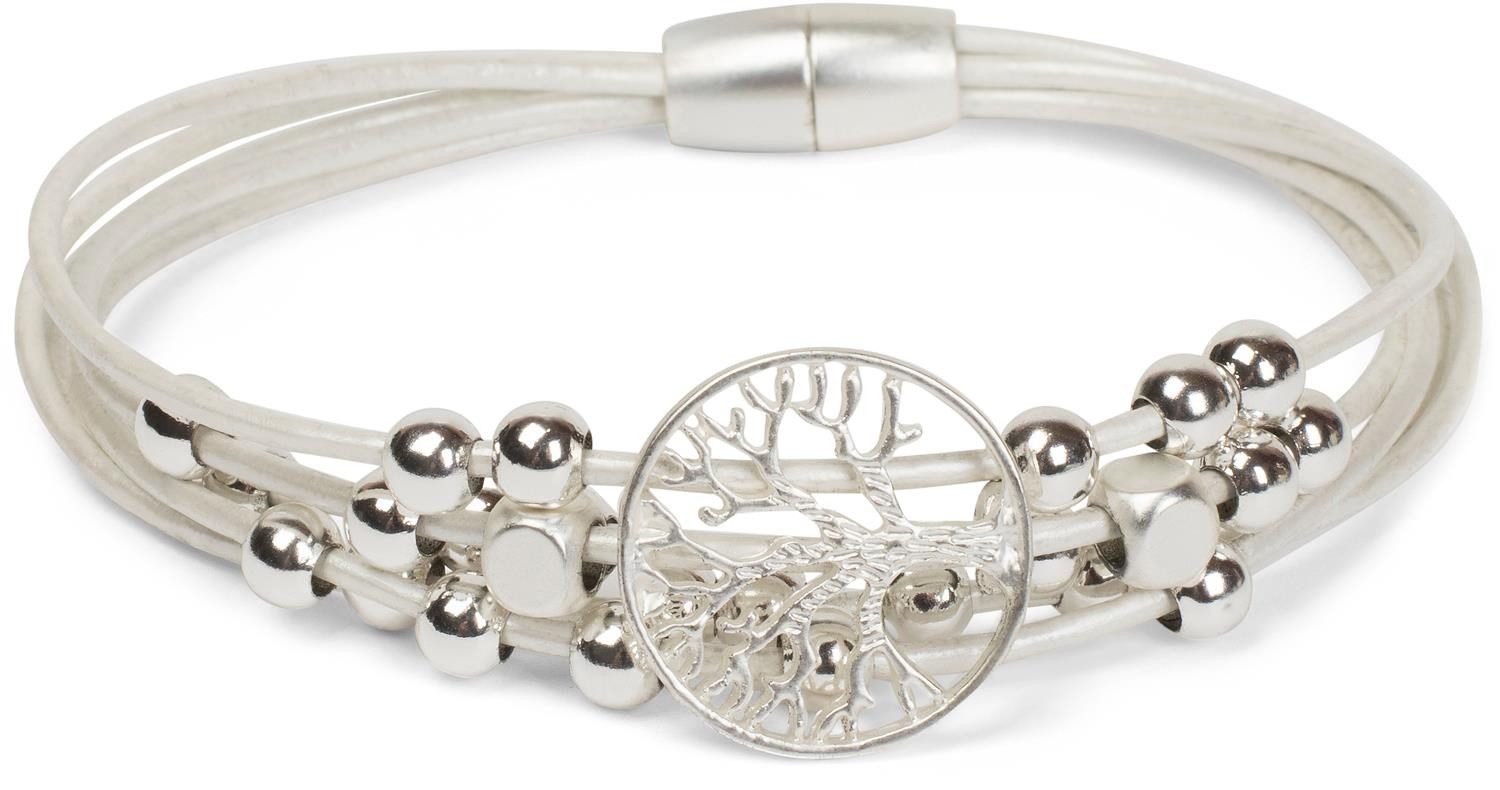 styleBREAKER Armband Armband mit Lebensbaum, Perlen und Bändern (1-tlg)