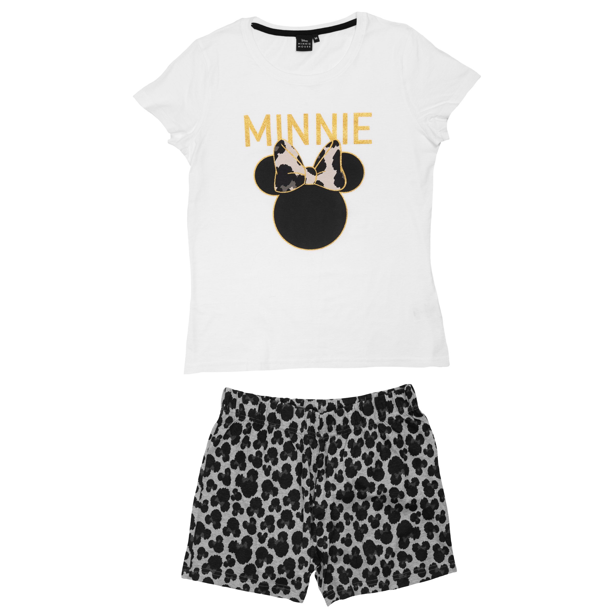 United Labels® Schlafanzug Disney Minnie Mouse Schlafanzug für Damen Kurzarm Weiß/Grau