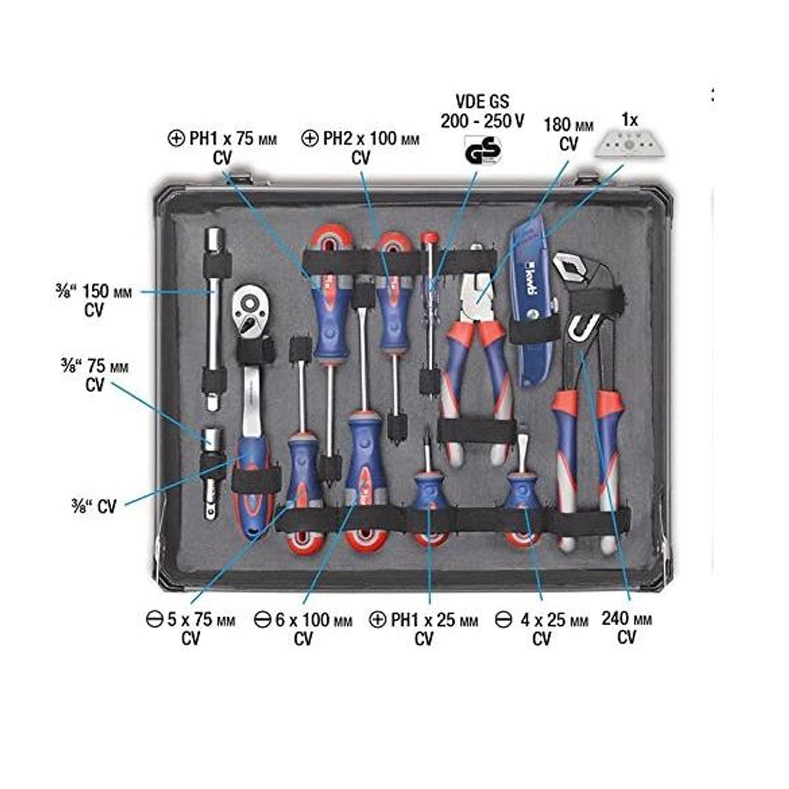 kwb Werkzeugset Werkzeug-Koffer inkl. Werkzeug-Set, 51-teilig,robust hochwertig, (Set)