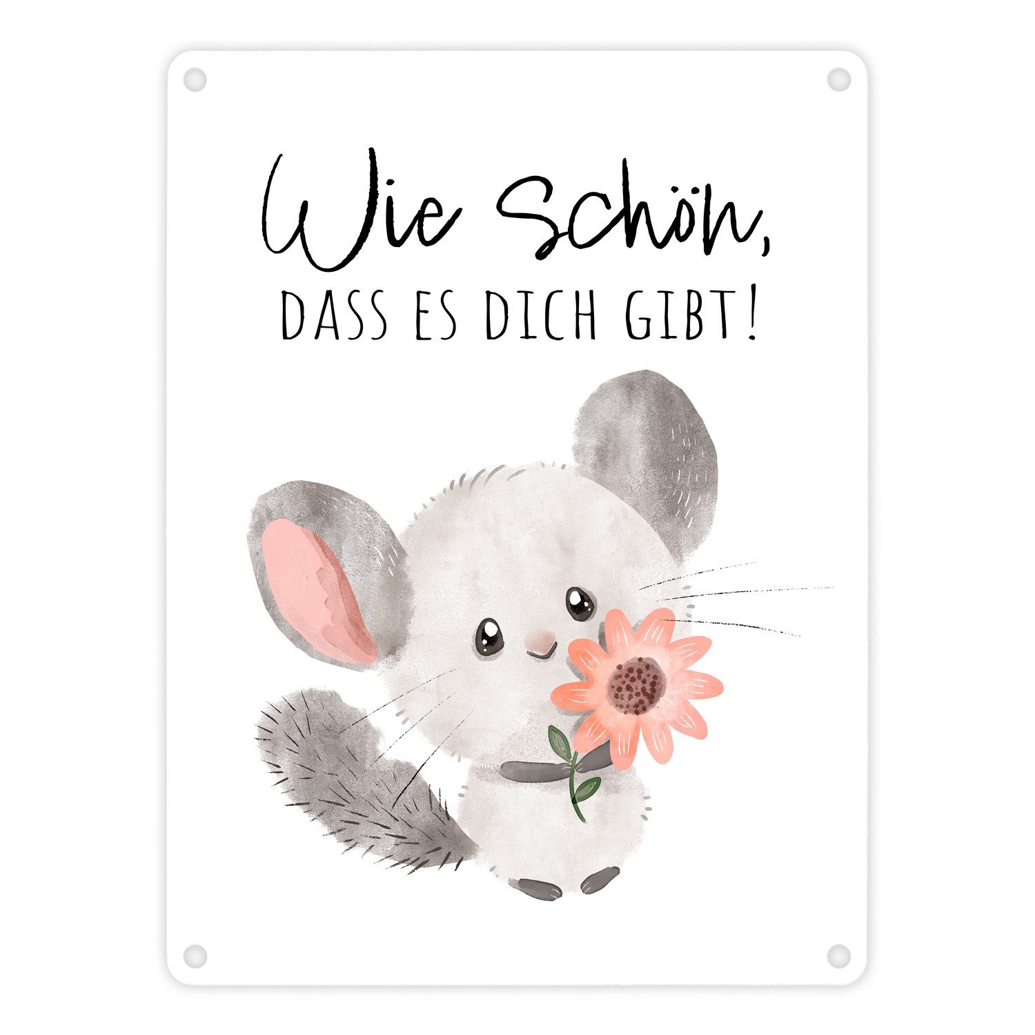 Metallschild Chinchilla Metallschild in 15x20 cm mit Spruch Wie schön dass es dich