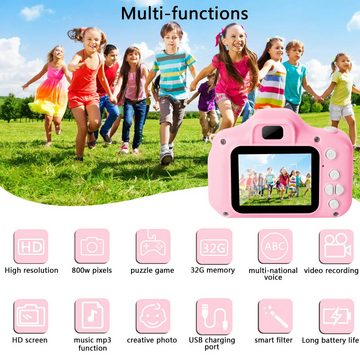 Vivitar Kinderkamera 48MP 1080P HD Digitalkamera Spielzeug mit 32GB SD Karte Kinderkamera (48 MP, 8x opt. Zoom, inkl. 5 lustige Spiele + 15 schöne Bildervorlagen + 6 magische Filter, 8-facher Digitalzoomür - 3-14 Jahre Mädchen Jungen Geburtstag)