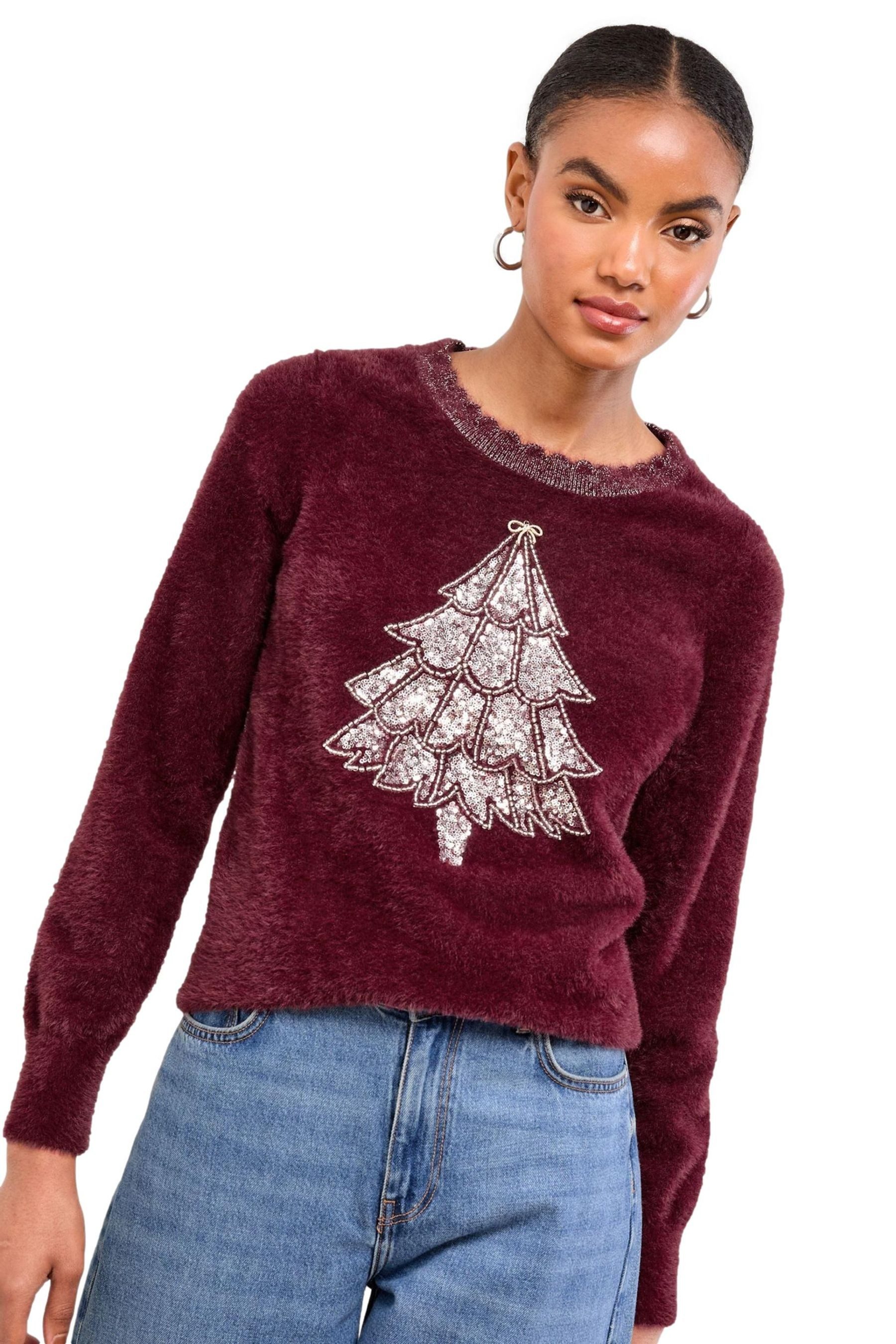 Rundhalspullover Lipsy Federgarn-Weihnachtsstrickpullover, Regular