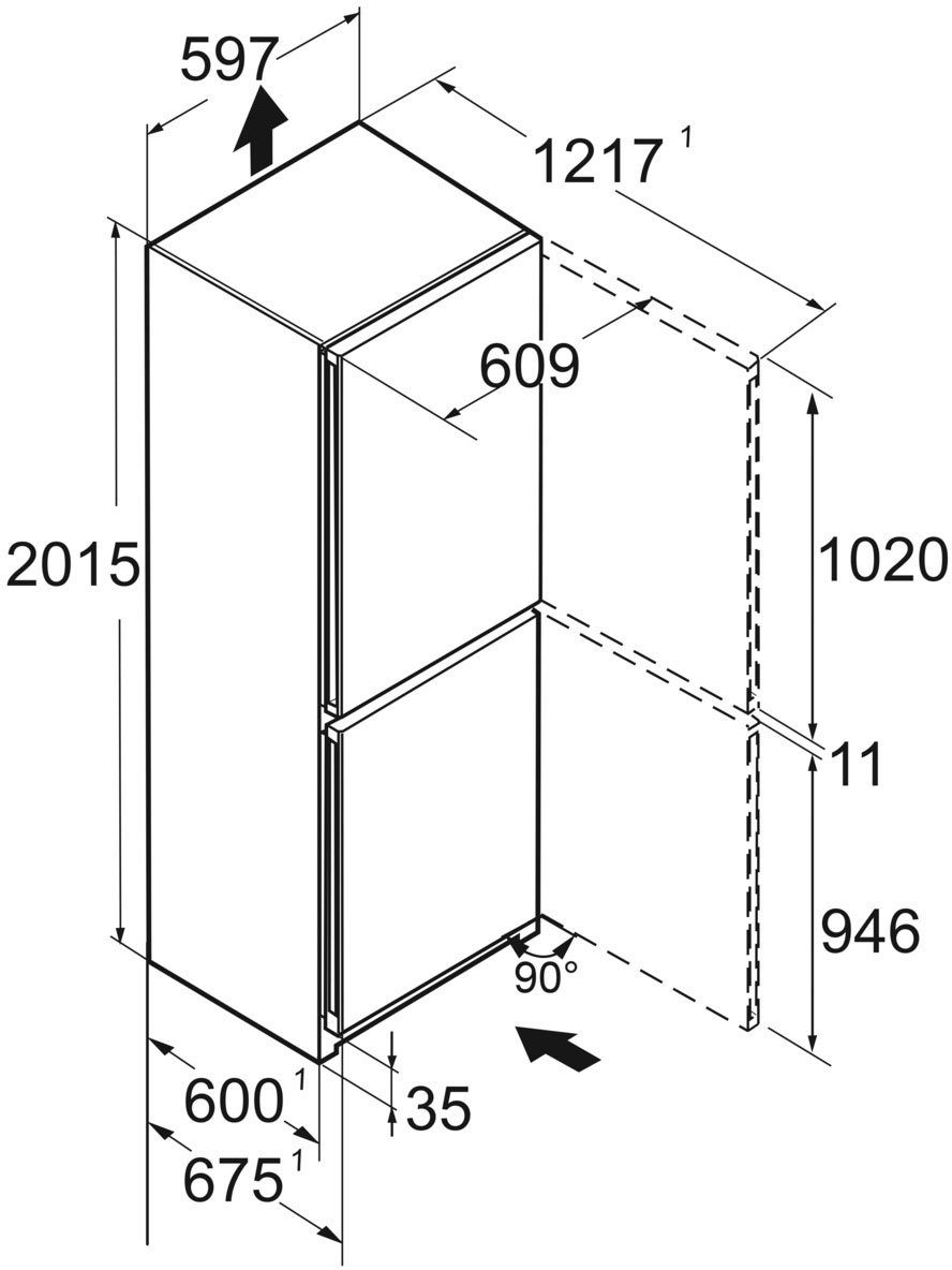 Kühl-/Gefrierkombination cm mit breit, und 59,7 cm EasyFresh CNsfd 201,5 NoFrost 573i-20, Liebherr hoch,