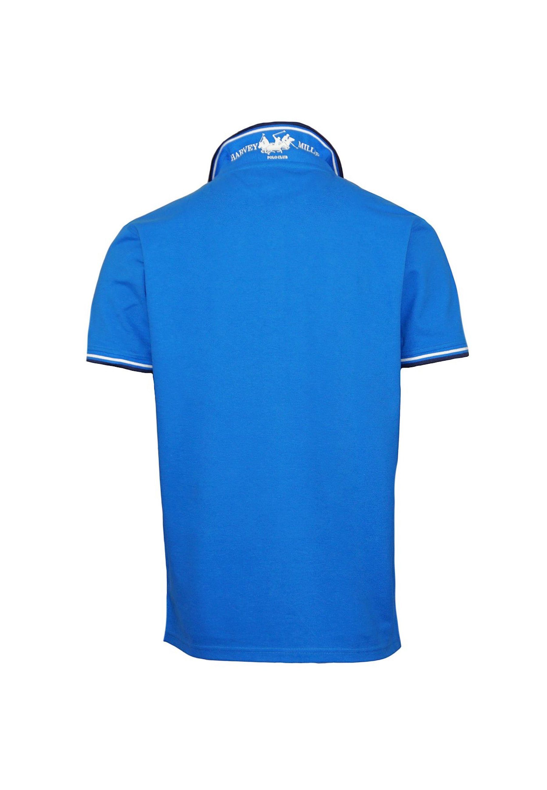 Harvey Miller Poloshirt Fashion Polo blau Shirt Kurzarm Polohemd Poloshirt
