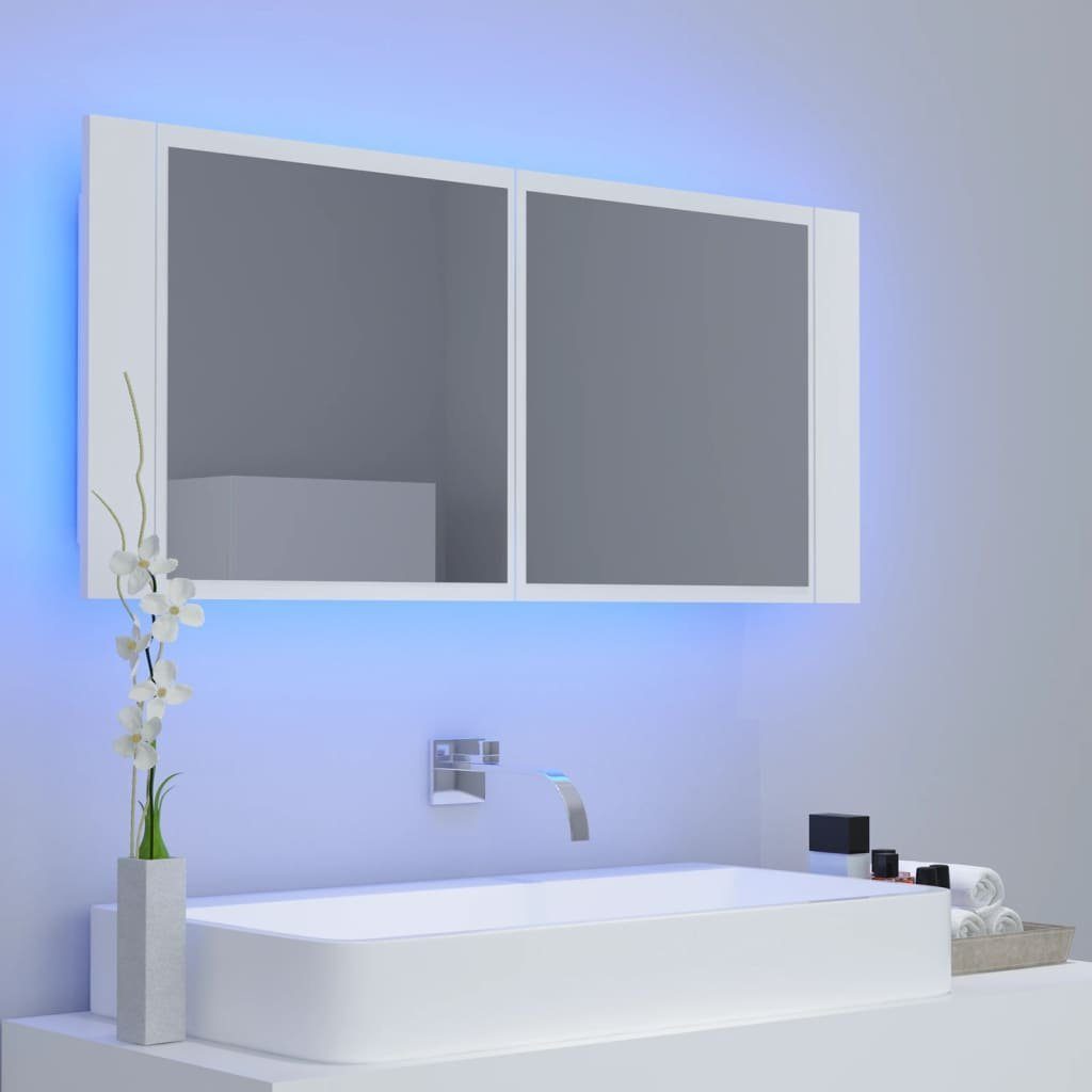(1-St) 100x12x45 Weiß cm Acryl LED-Bad-Spiegelschrank vidaXL Badezimmerspiegelschrank