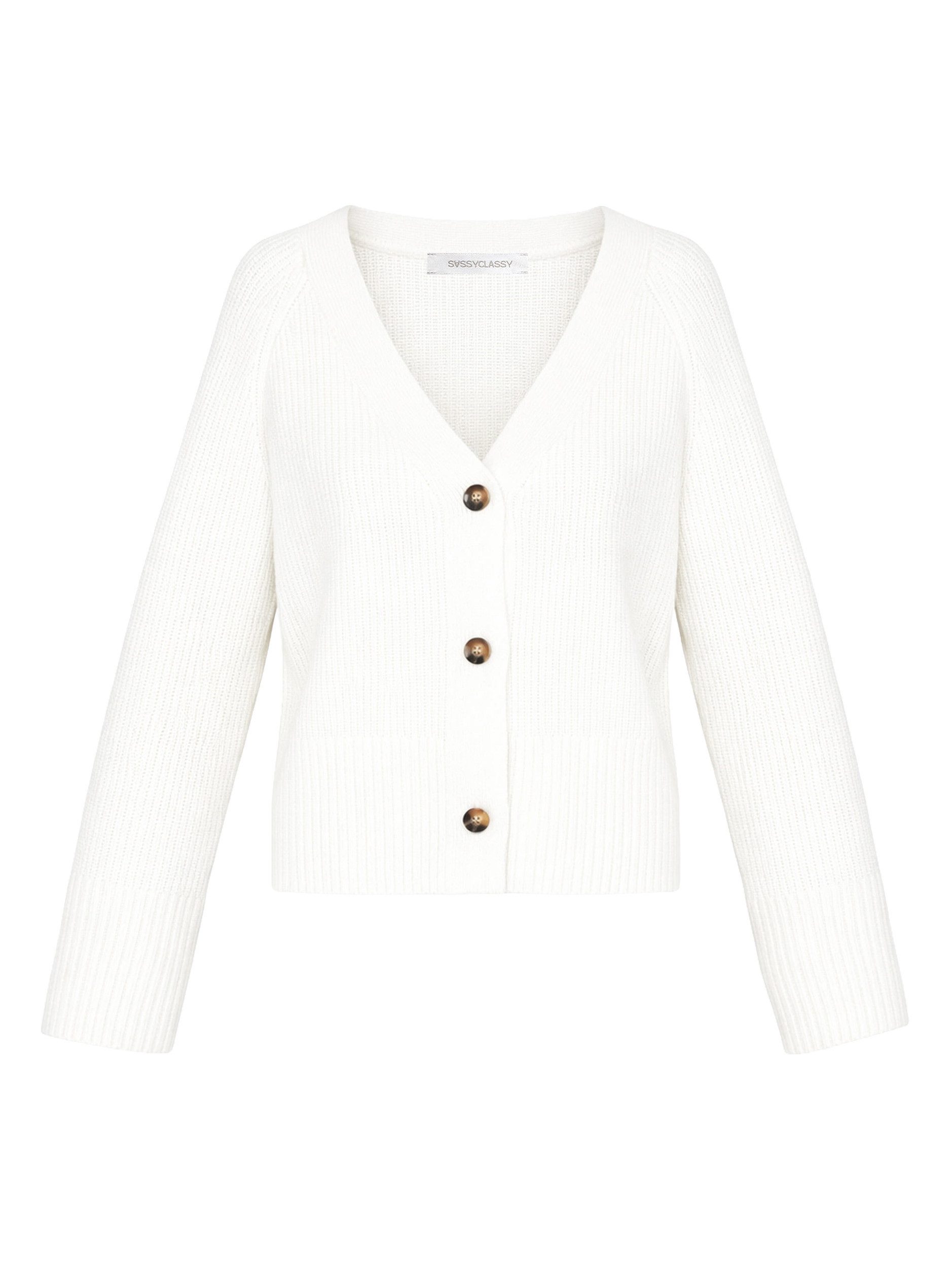 SASSYCLASSY Cardigan Gerippter Cardigan mit V-Ausschnitt für Damen Strickja günstig online kaufen