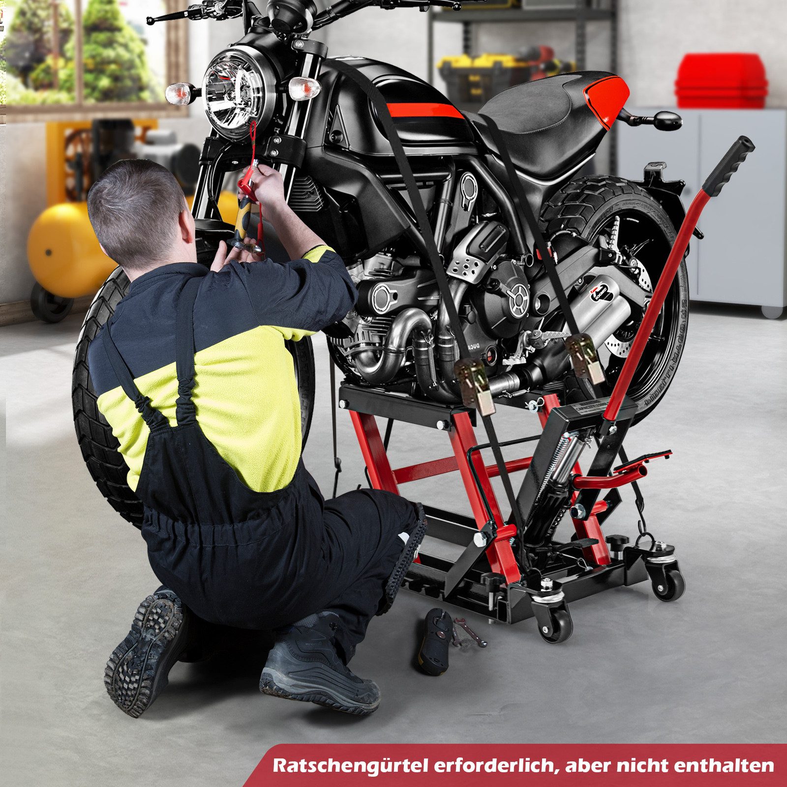 COSTWAY Motorradheber, 3-stufig höhenverstellbar, bis zu 680kg belastbar