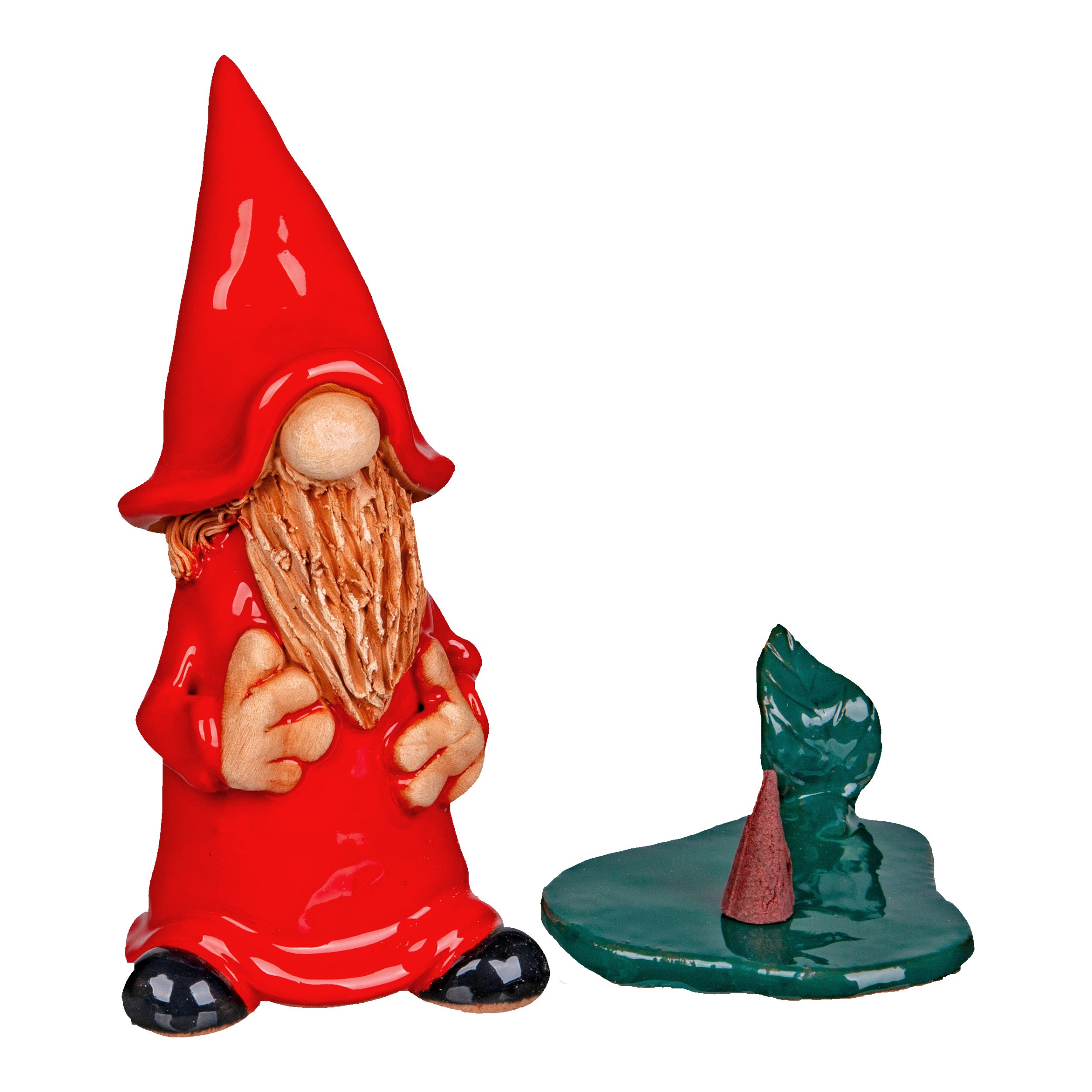 Crottendorfer Räuchermännchen Crottendorfer Räucherfiguren aus Keramik, Wichtel, inklusive 24 Stück Räucherkerzen Größe M