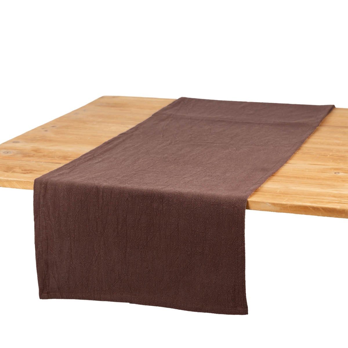SCHÖNER LEBEN. Tischläufer Leinen mit BW braun 40x160cm, made in Germany,handmade,pflegeleicht