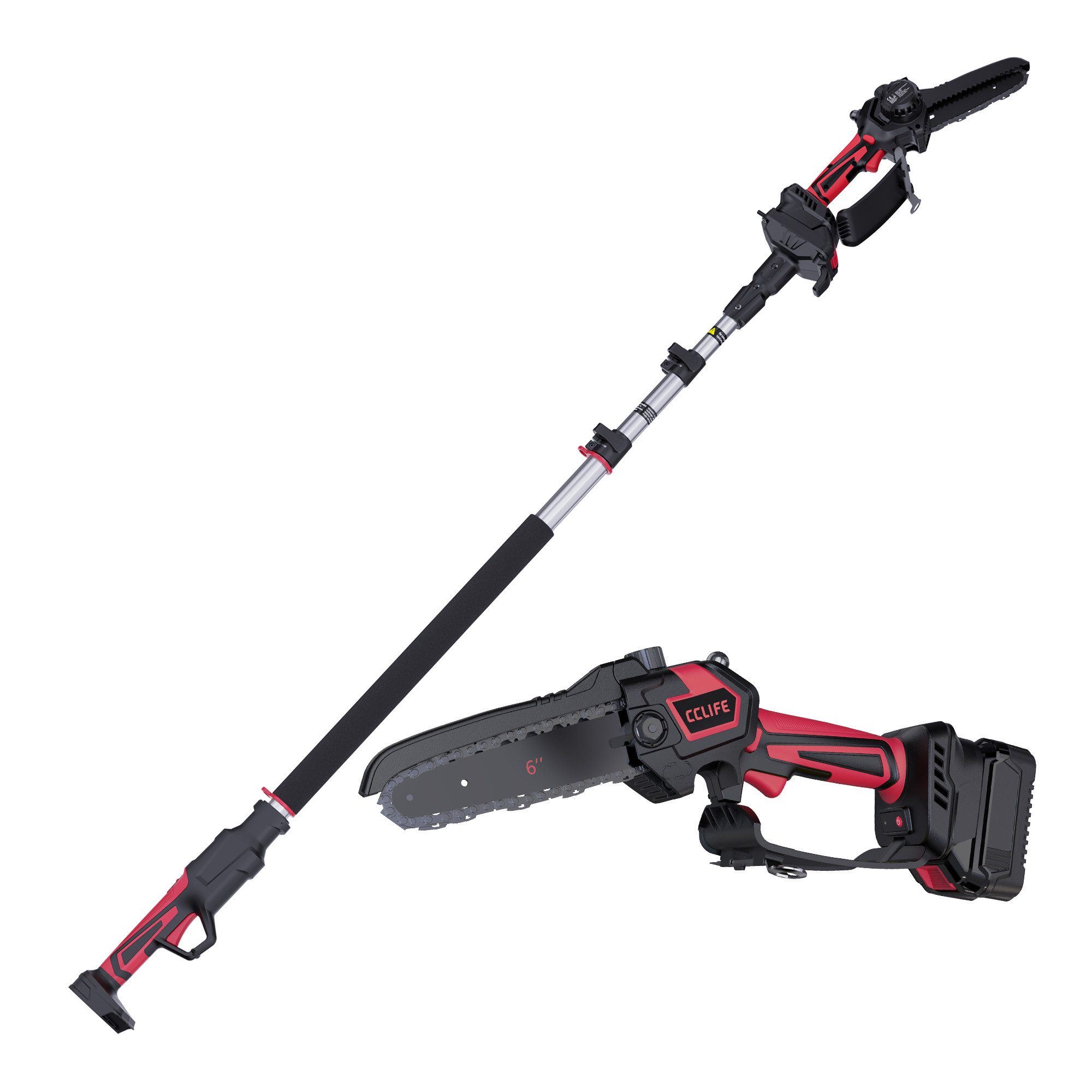 CCLIFE Akku-Hochentaster CCLIFE Akku Hochentaster und Astschere mit Teleskopstange Gartenset