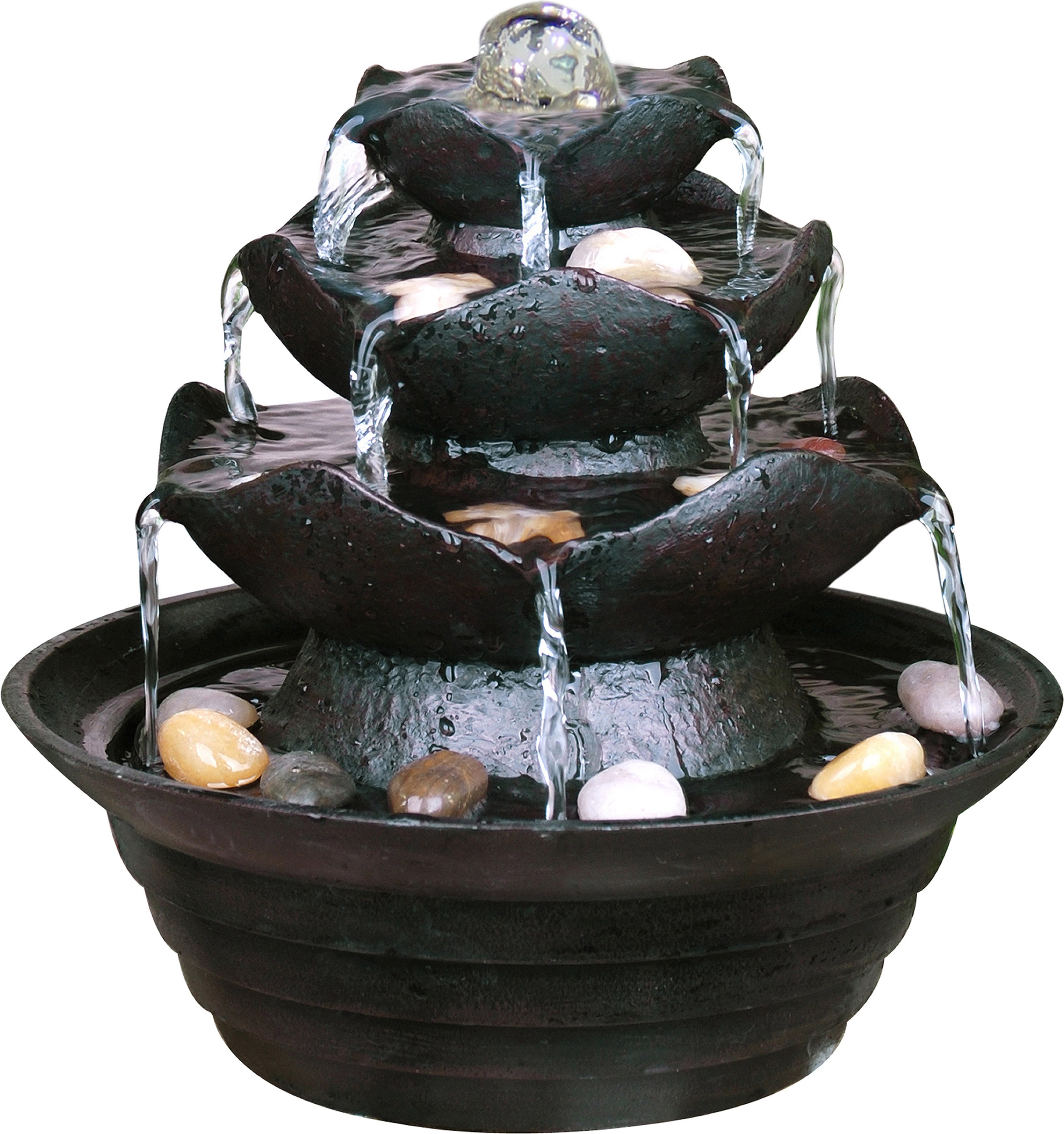dobar Gartenbrunnen Design-Zimmerbrunnen mit Deko-Steinen günstig online kaufen