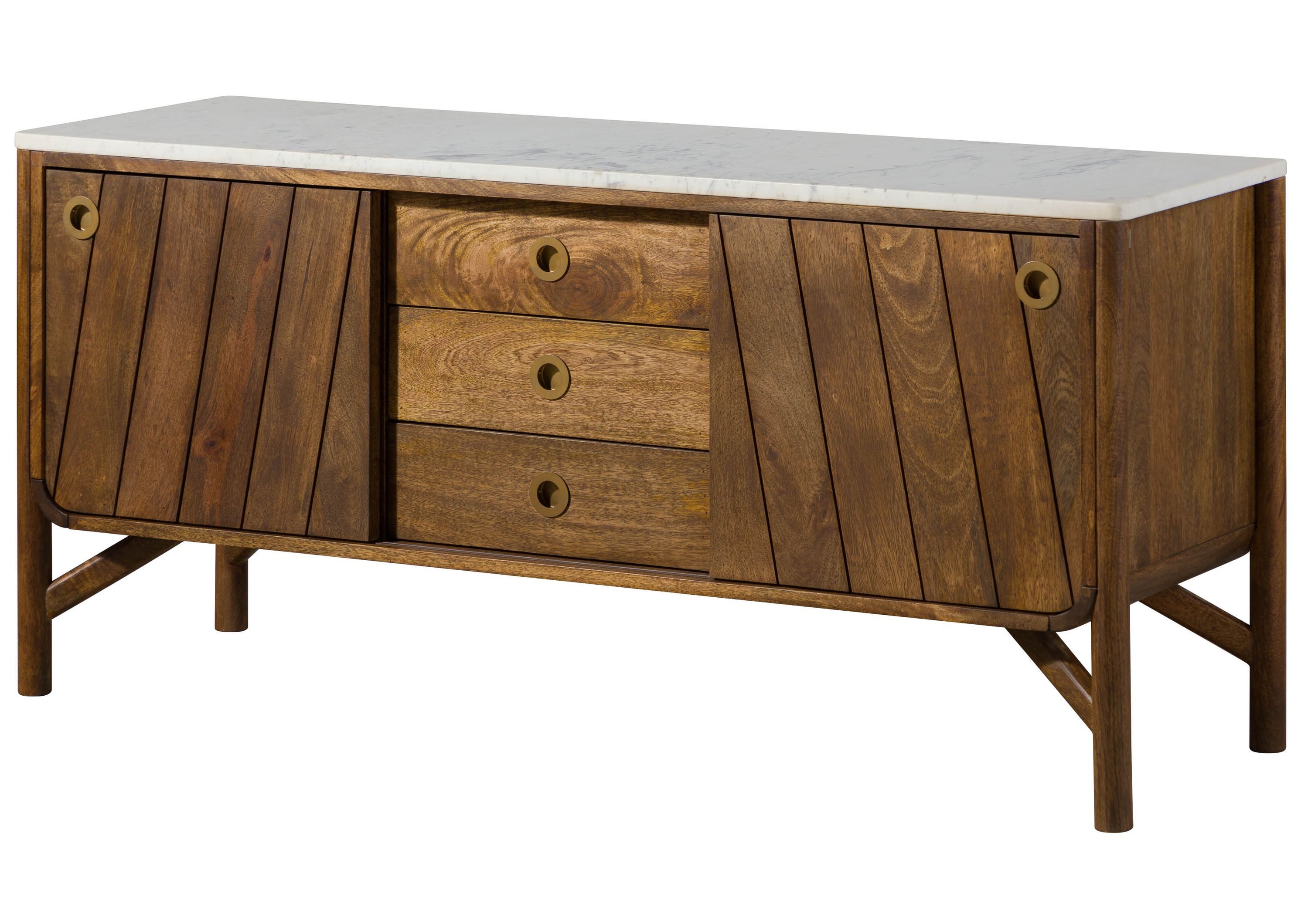Massivmoebel24 Sideboard LOS ANGELES Mango Massivholz braun / weiß (Massivholz montiert 72 kg LOS ANGELES #08), Mango 140x45x65 cm braun / weiß geölt
