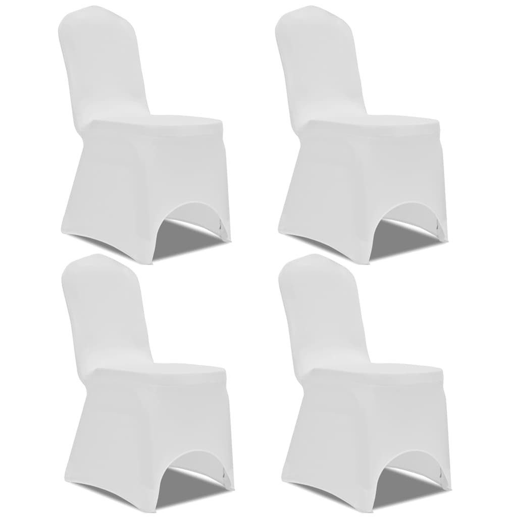 Hussen-Set Stretch Stuhlbezug 4 Stück Weiß
