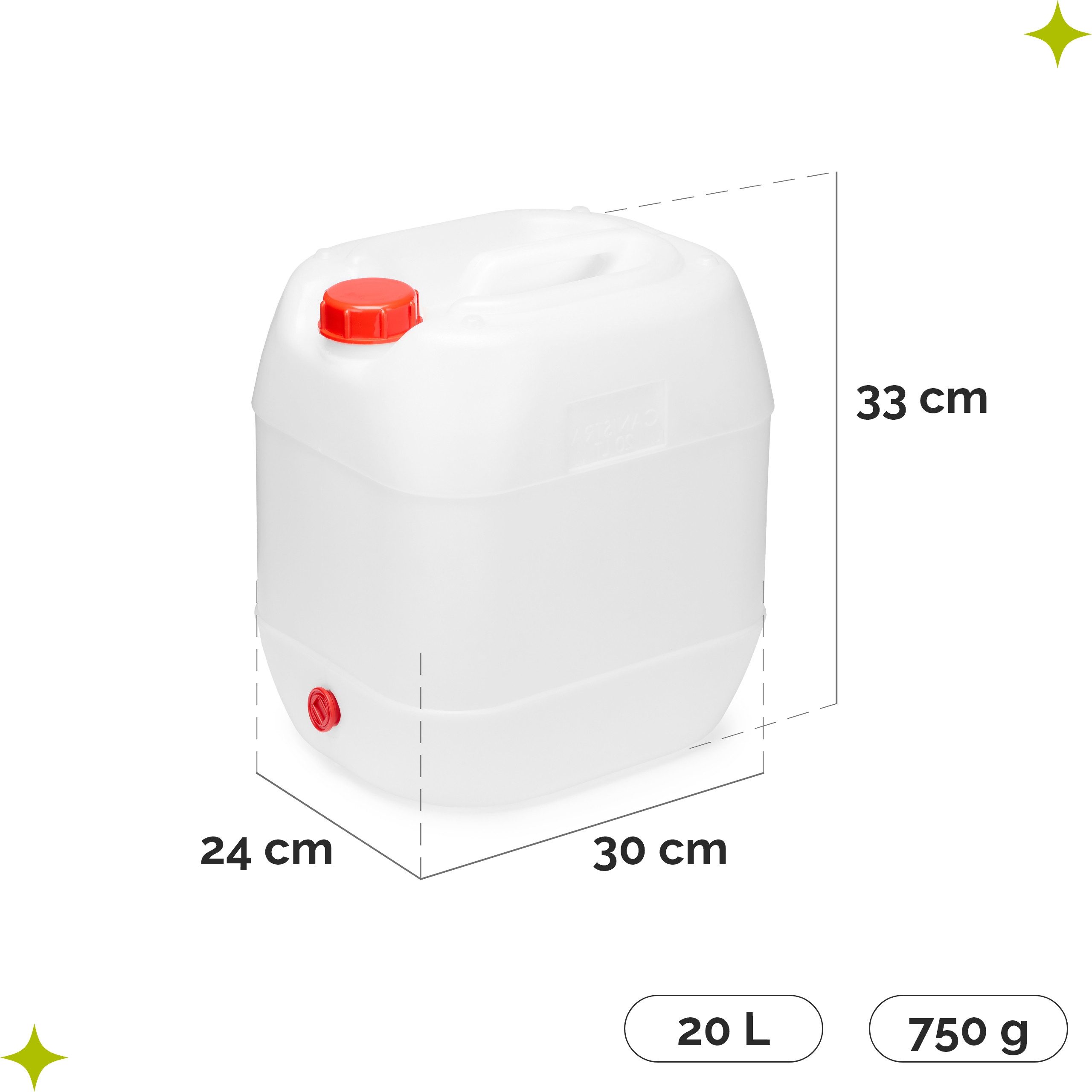 Garronda Kanister 20L Wasserkanister mit Hahn BPA-frei Wassertank Kanister Weiß GD-0083 (2 St), BPA-Frei