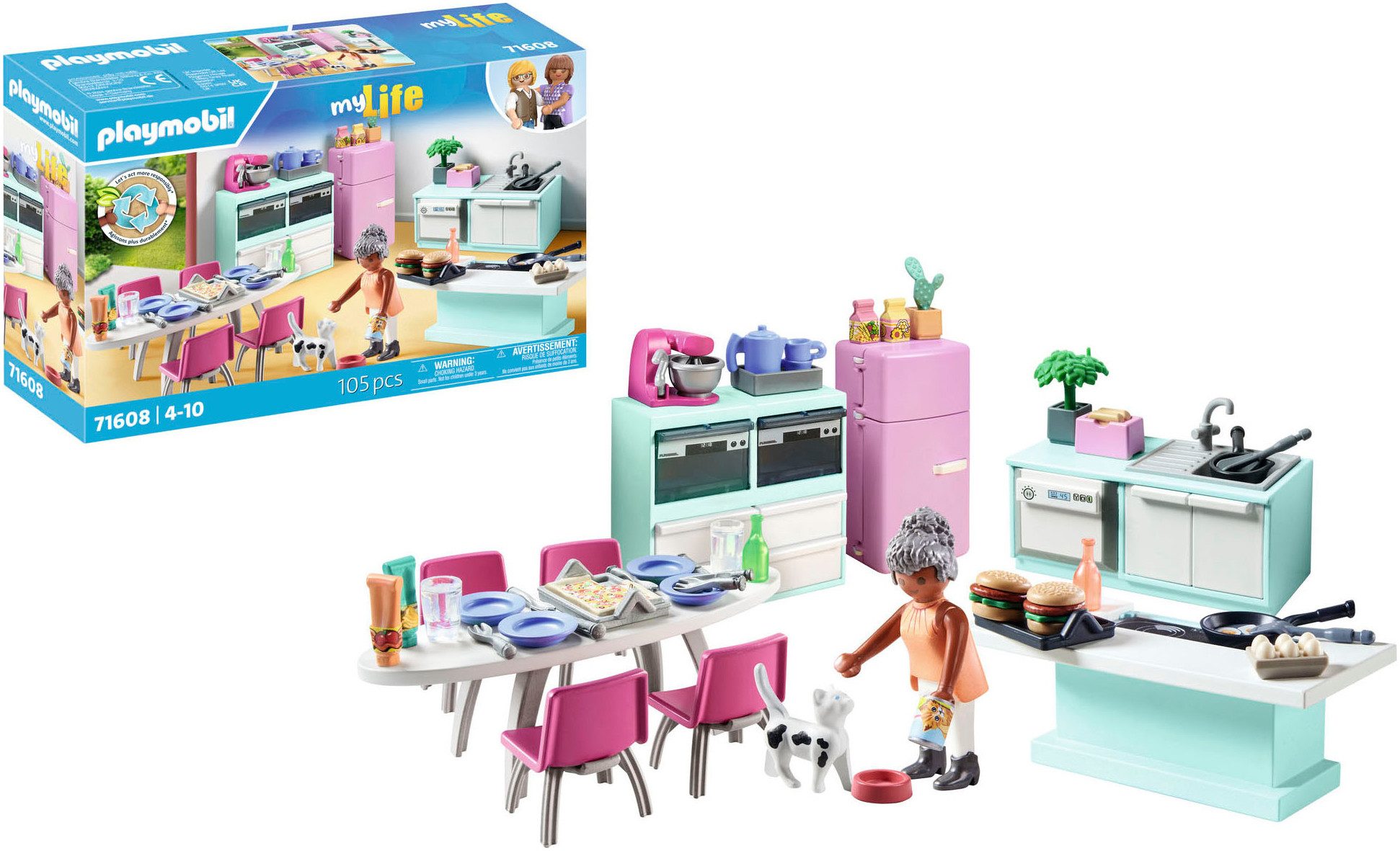 Playmobil® Küche mit Essplatz (71608), myLife Konstruktions-Spielset, (105 günstig online kaufen