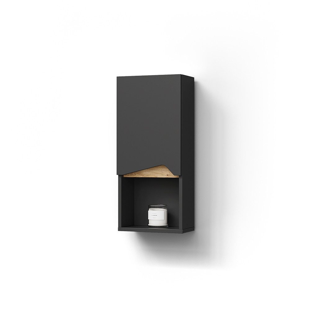 Livinity® Hängeschrank Timavo, Anthrazit/Anthrazit, 30 x 67 cm mit Tür und offenem Fach (1-St)