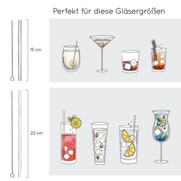 KaraLuna Trinkhalme Strohhalme aus Glas, transparent & gerade Glasstrohhalm, Borosilikatglas, nachhaltige und wiederverwendbare Strohhalme