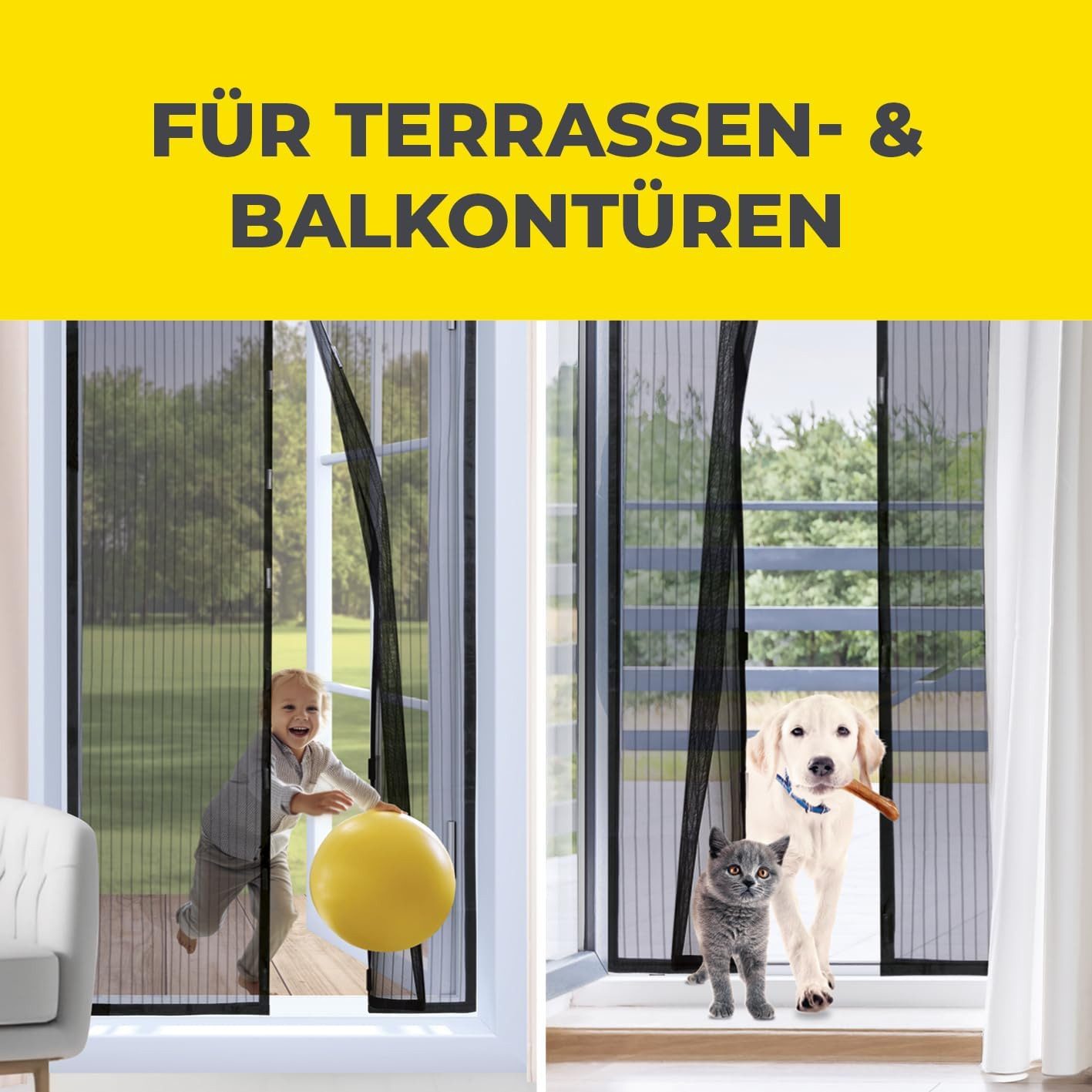 EASYmaxx Insektenschutz-Tür Fliegengitter Tür, (1-St), Moskitonetz mit Magnetverschluss 90x210 cm – Bild 4 von 5