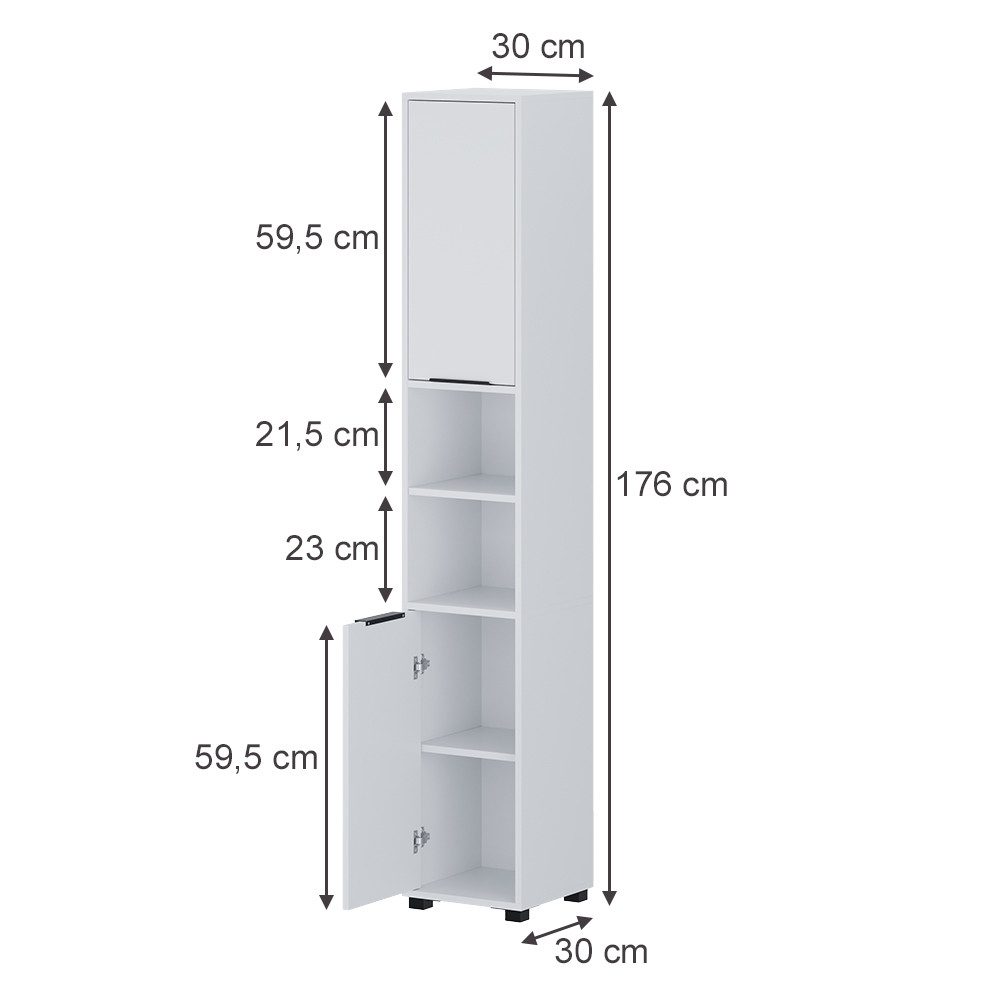 Vicco Hochschrank Alina, Weiß, 30 x 176 cm mit 2 Türen (1-St) – Bild 2 von 5