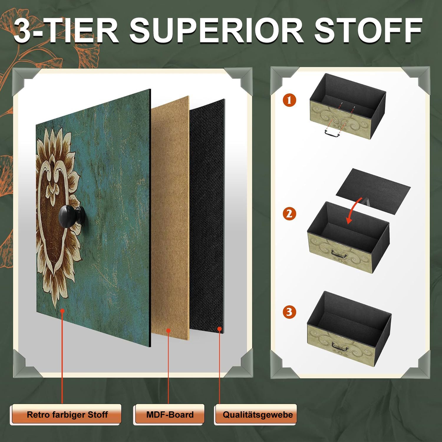 Furnishings Home Schubkastenkommode Sideboard Kommode Nachttisch Moderne (1 tlg. 100 x 30 x 78 cm (BxTxH), 7 Schubladen, Retro-Stil, Blumenstoff