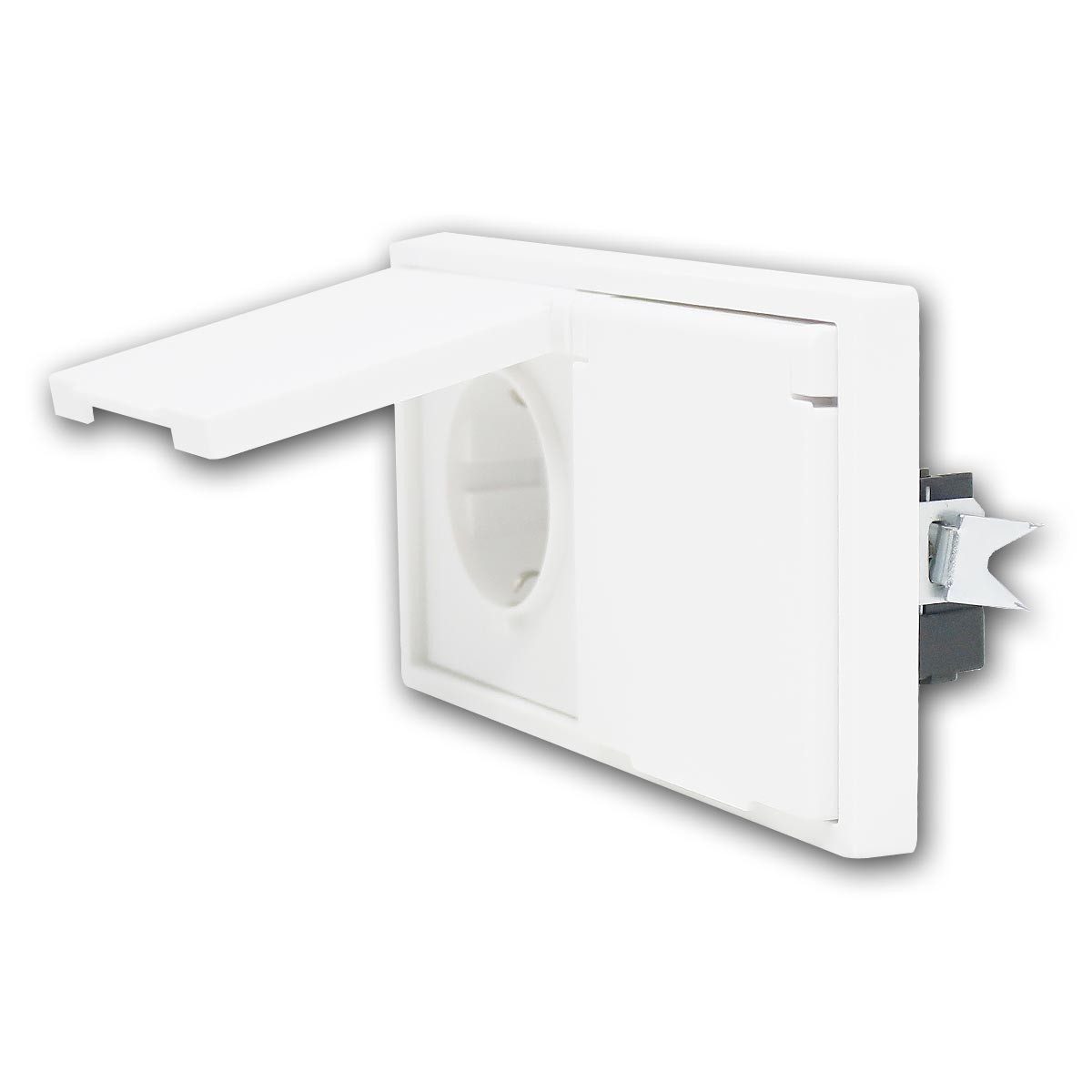 McPower Unterputz-Steckdose SHALLOW 2-fach Steckdose IP44 weiß 250V/16A Rahmen