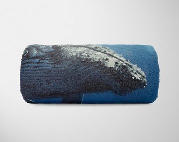 Sinus Art Handtücher Handtuch Strandhandtuch Saunatuch Kuscheldecke mit Tiermotiv Buckelwal Wal unte, Baumwolle-Polyester-Mix (1-St), Handtuch