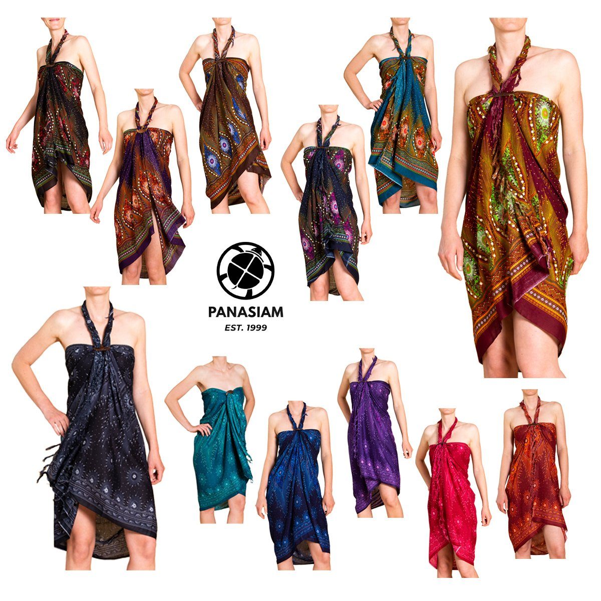 PANASIAM Pareo Sarong Peacock Cover-up für Strand Viskose Halstuch aus Wrap, Schultertuch 14 V Strandkleid Strandtuch Tuch den Design hochwertiger Bikini