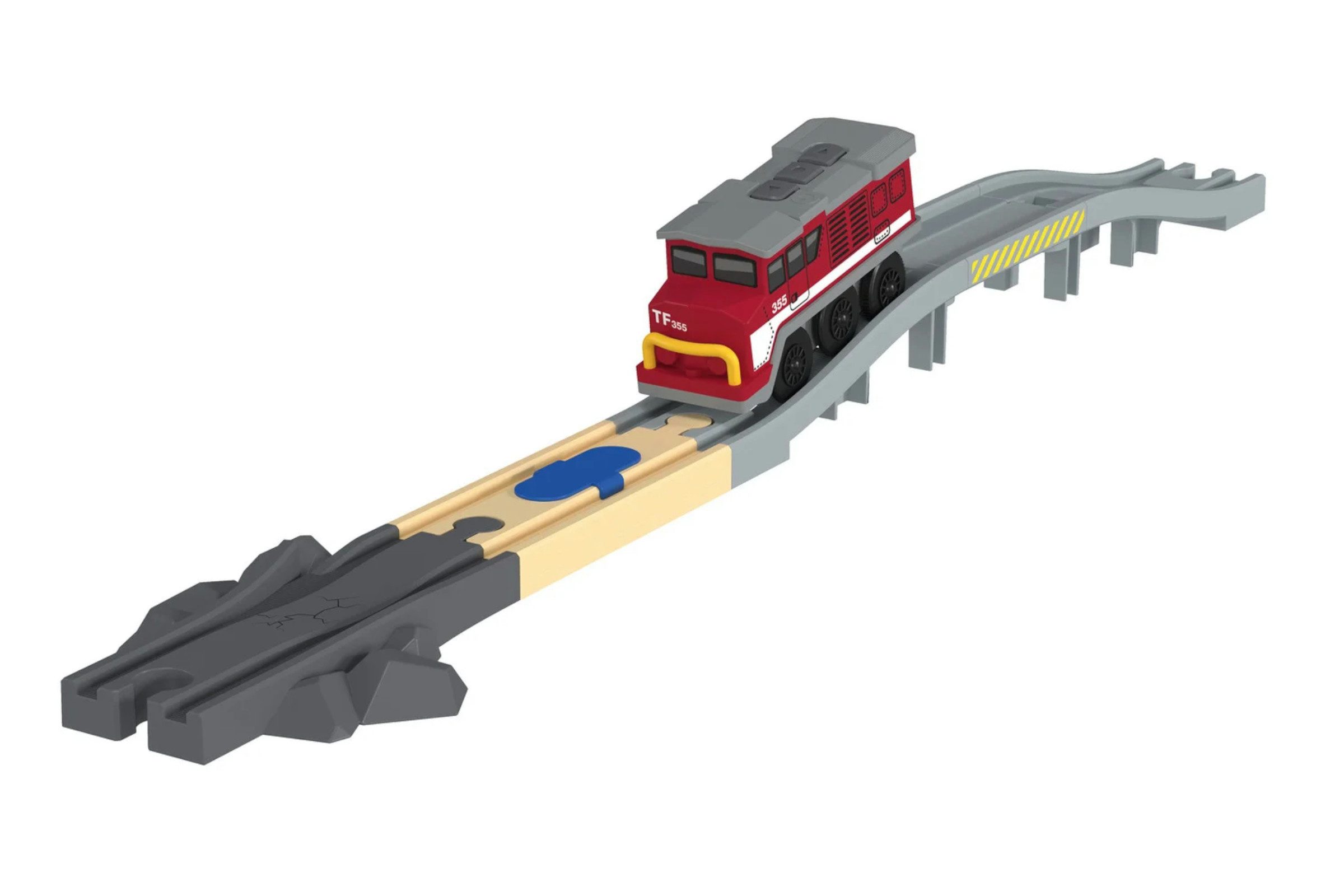 Playtive Spielzeugeisenbahn-Erweiterung Playtive Eisenbahn-Werkstatt Set mit Farberkennung, Licht & Sound, (Set, 11-tlg), Farberkennung, Licht- und Soundeffekte, kompatibel mit Holzschienen