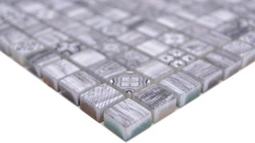 Mosani Mosaikfliesen Glasmosaik Crystal Mosaikfliesen grau matt / 10 Mosaikmatten