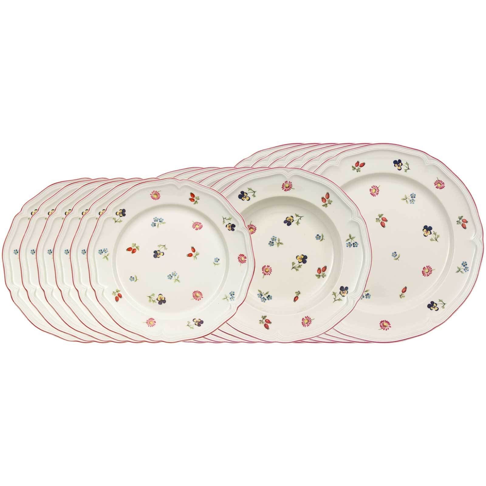Villeroy & Boch Tafelservice Petite Fleur Teller-Set 18er Set (18-tlg), 6 Personen, Porzellan