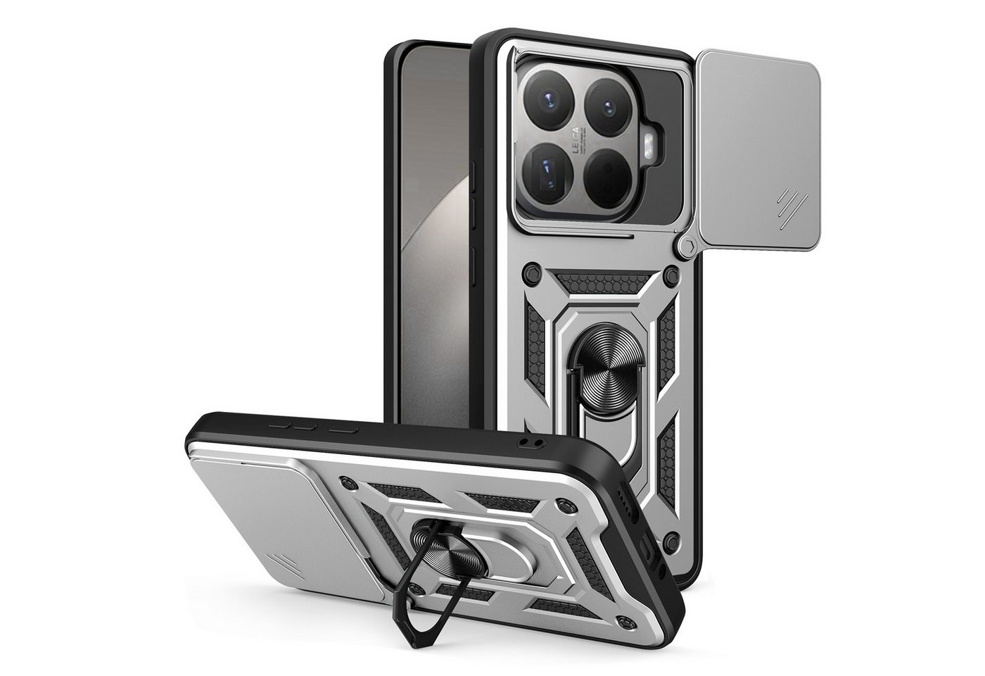 betterfon Handyhülle Panzerhülle für Xiaomi 15T Pro Kameraschutz und Ringhalter, Outdoorhülle mit Smartstand Kameraschutz und Silikonkern