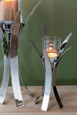 Fink Kerzenleuchter VIVAS (1 St), Teelichthalter inkl. Glas, vernickelt