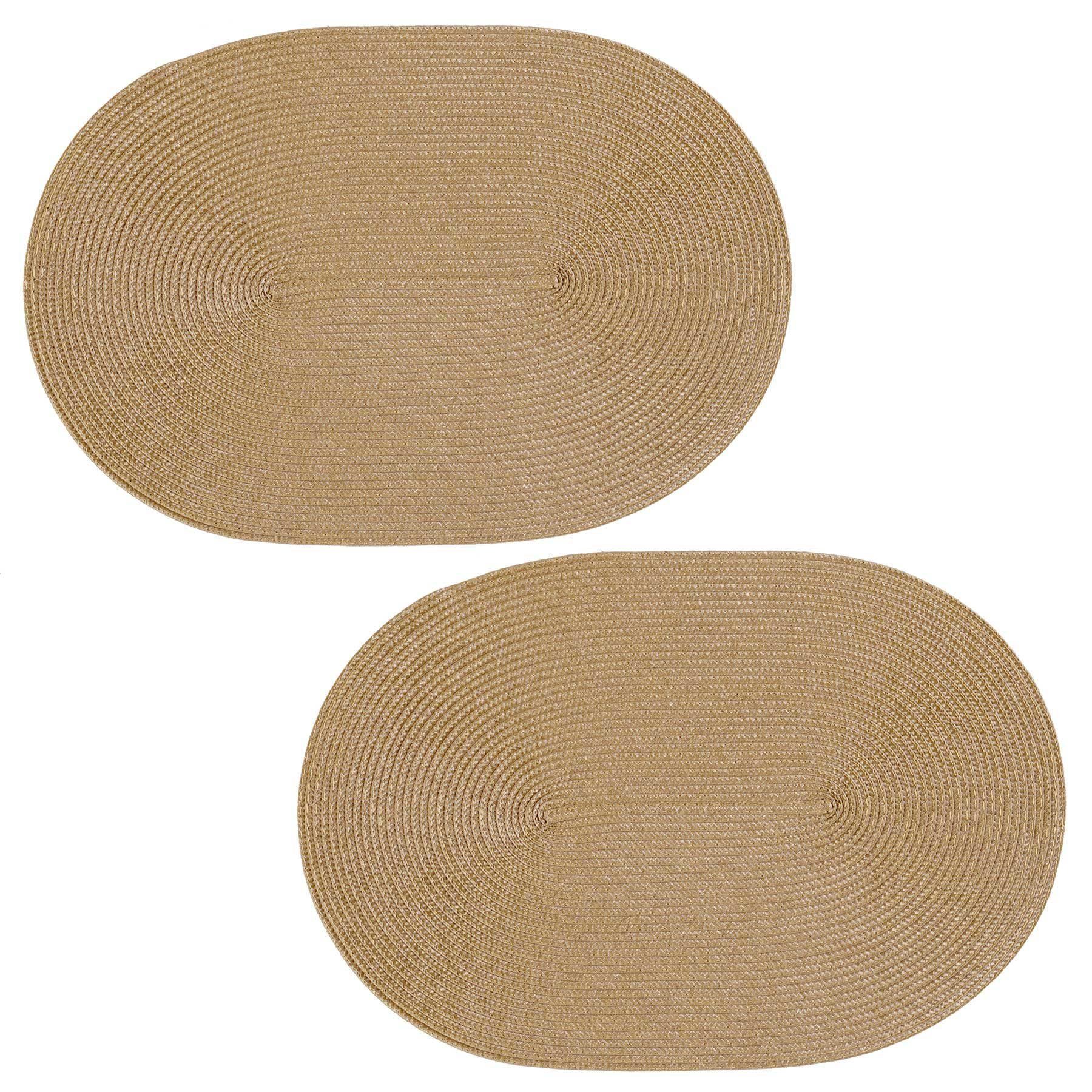 ca. Platzset cm Tischset 2er Deko, (2-St) Set 45x30 und Platzset, geflochtene, Braun Haus Platzdeckchen oval