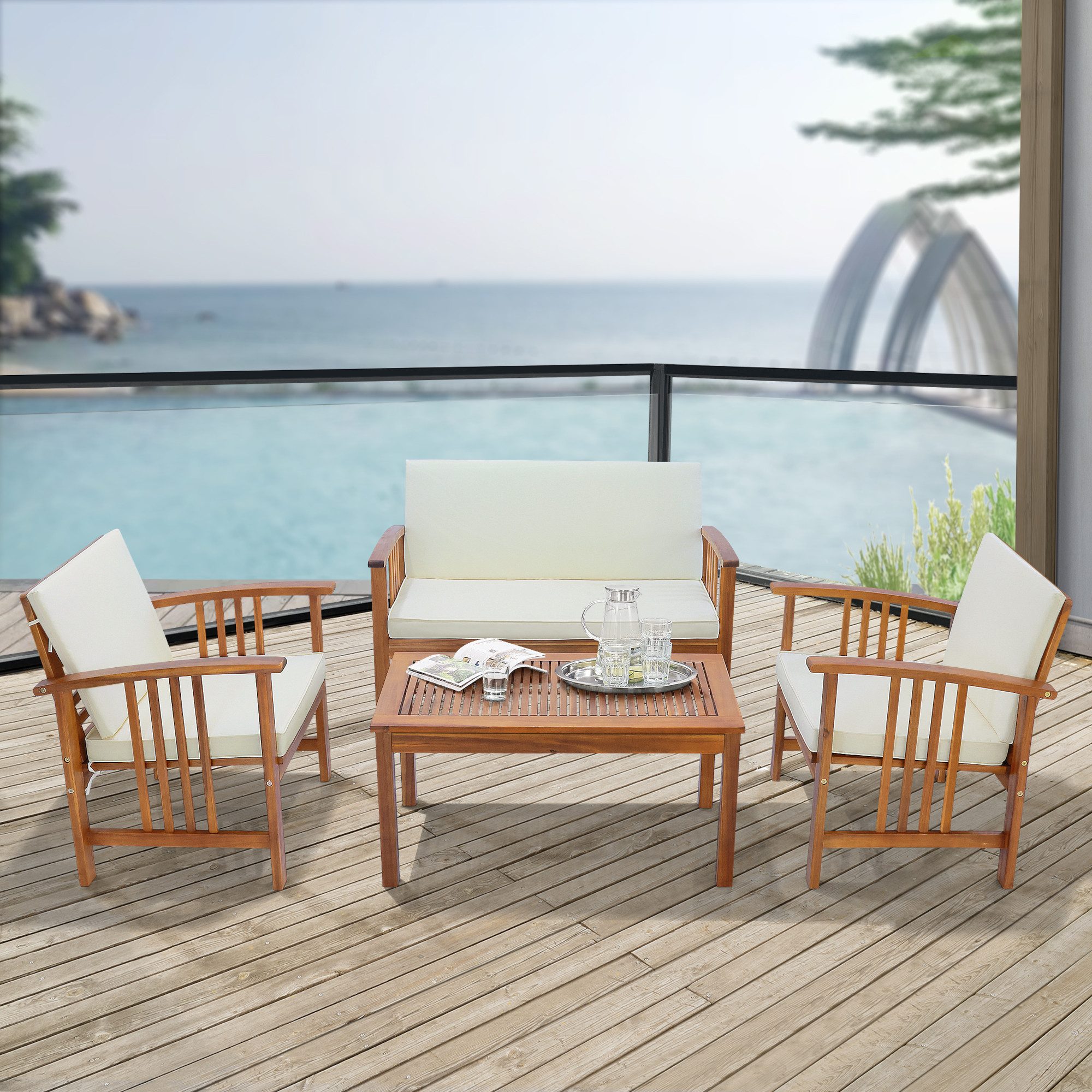 en.casa Gartenlounge-Set, (4-tlg., 1 Tisch, 2 günstig online kaufen