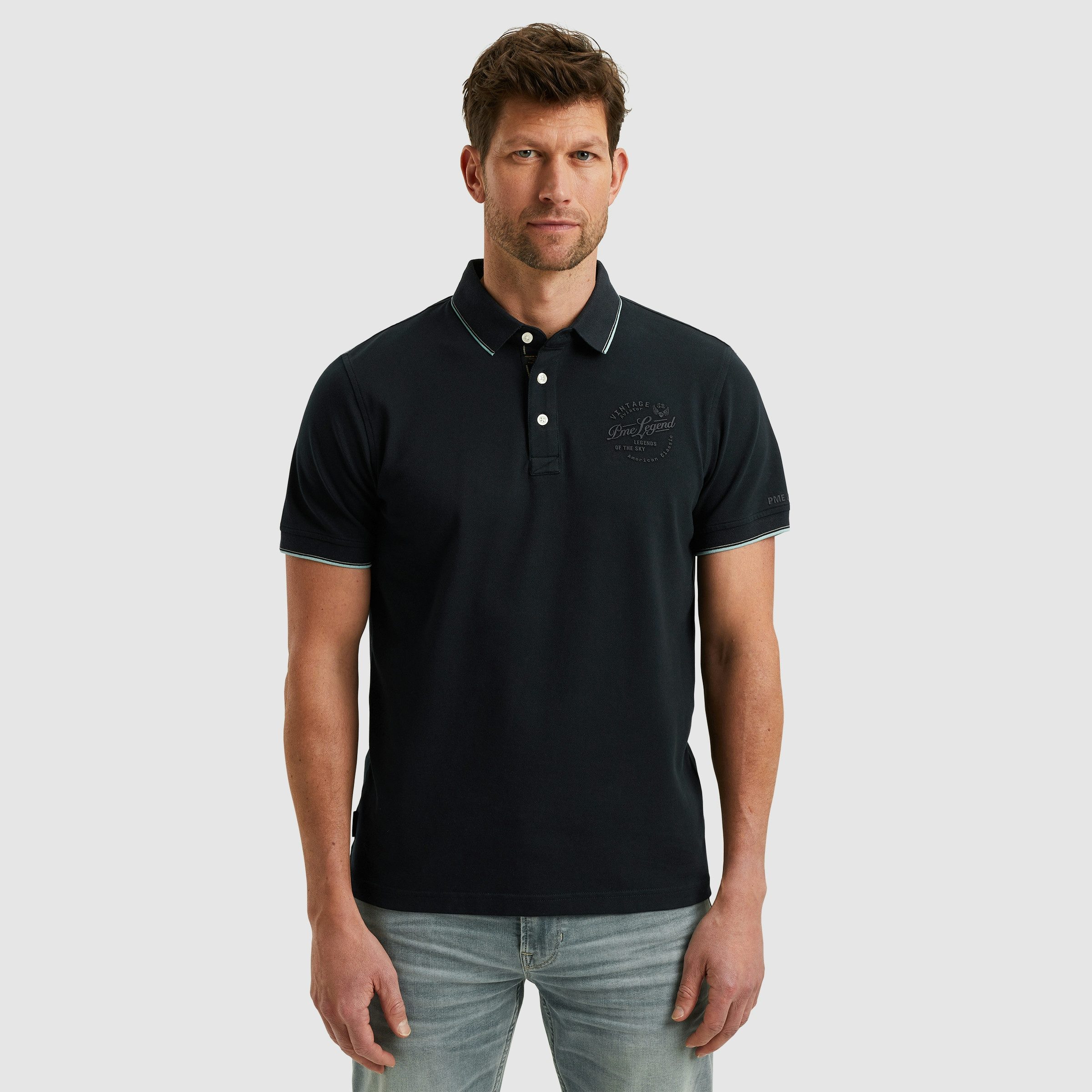 PME LEGEND Poloshirt Short sleeve polo stretch pique package mit Schriftzug