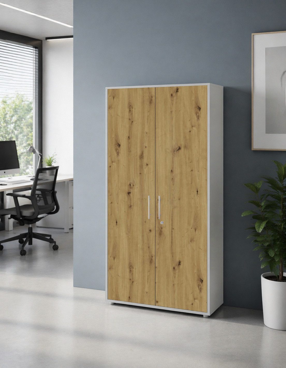 BMG Möbel Aktenschrank Office Edition abschließbar, 5 Ordnerhöhen, Platz für über 45 DIN A4 Ordner