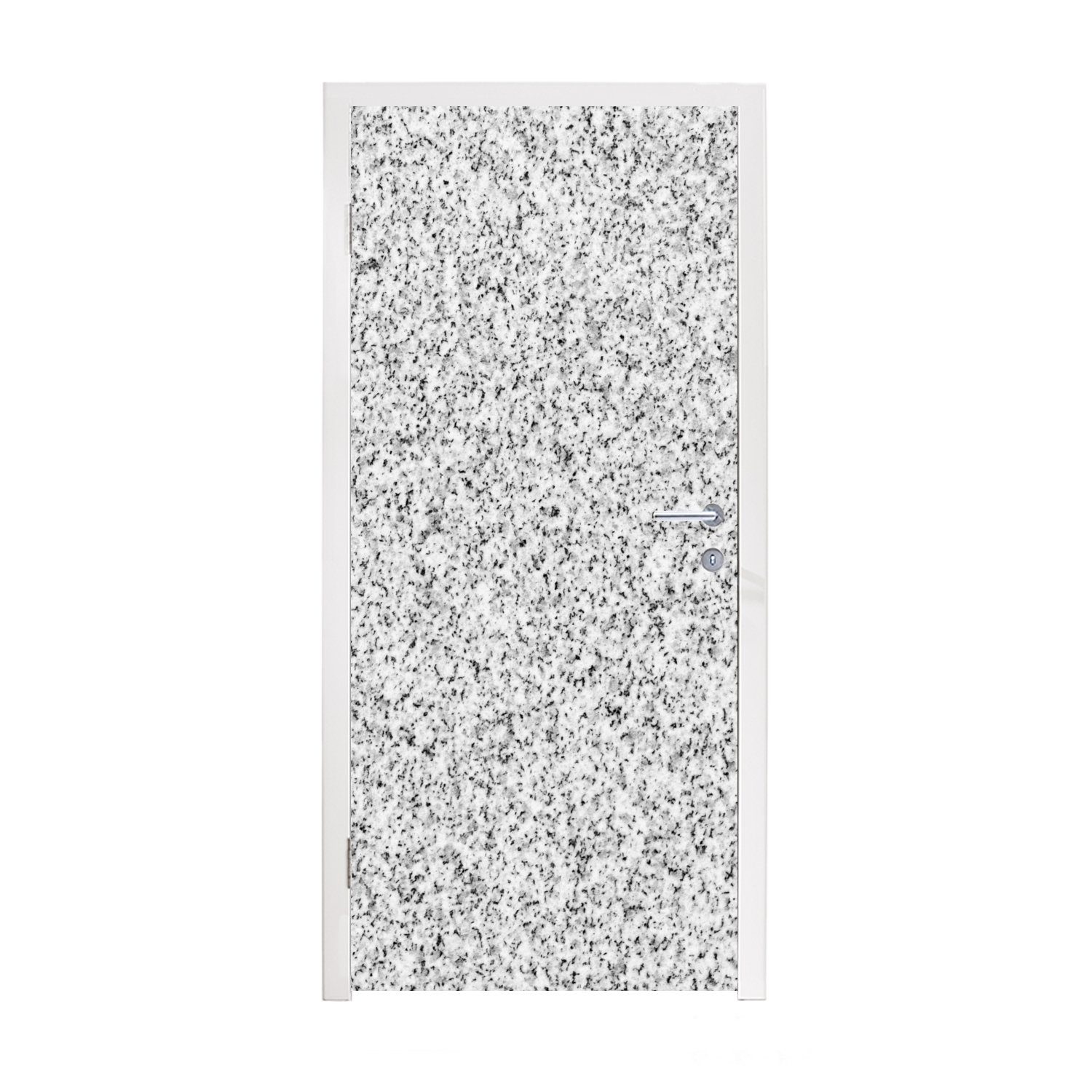 MuchoWow Türtapete Granit - Schwarz - Weiß - Gemustert - Grau, Matt, bedruckt, (1 St), Fototapete für Tür, Türaufkleber, 75x205 cm