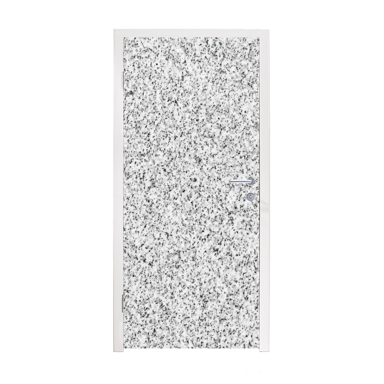 MuchoWow Türtapete Granit - Schwarz - Weiß - Gemustert - Grau, Matt, bedruckt, (1 St), Selbstklebende Tapete, Folie für Möbel, 75x205 cm