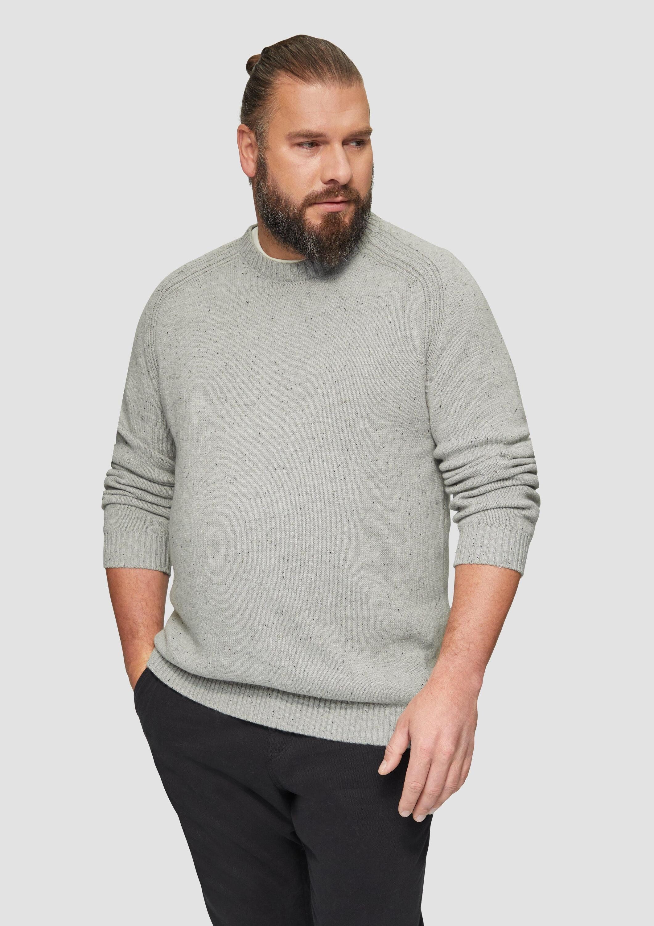 s.Oliver Longpullover Strickpullover Crew-Neck-Pullover mit Farbeffekt