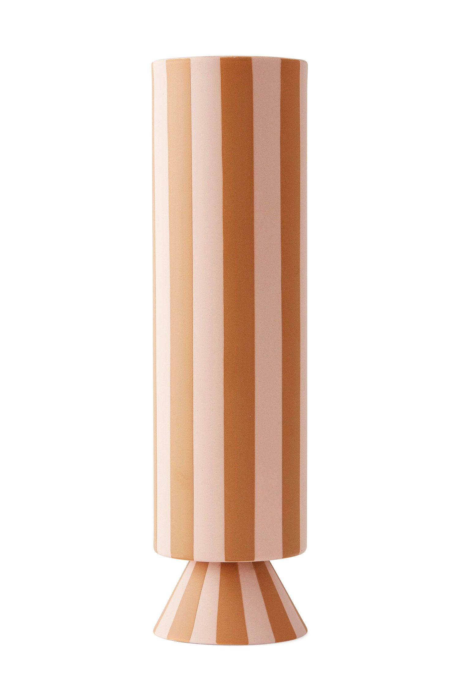 OYOY Dekovase »Toppu Vase High - Karamell Rosa Gestreift« (Blumenvase), Keramik 31 x 8,5 cm für Blumen oder als Deko-Objekt