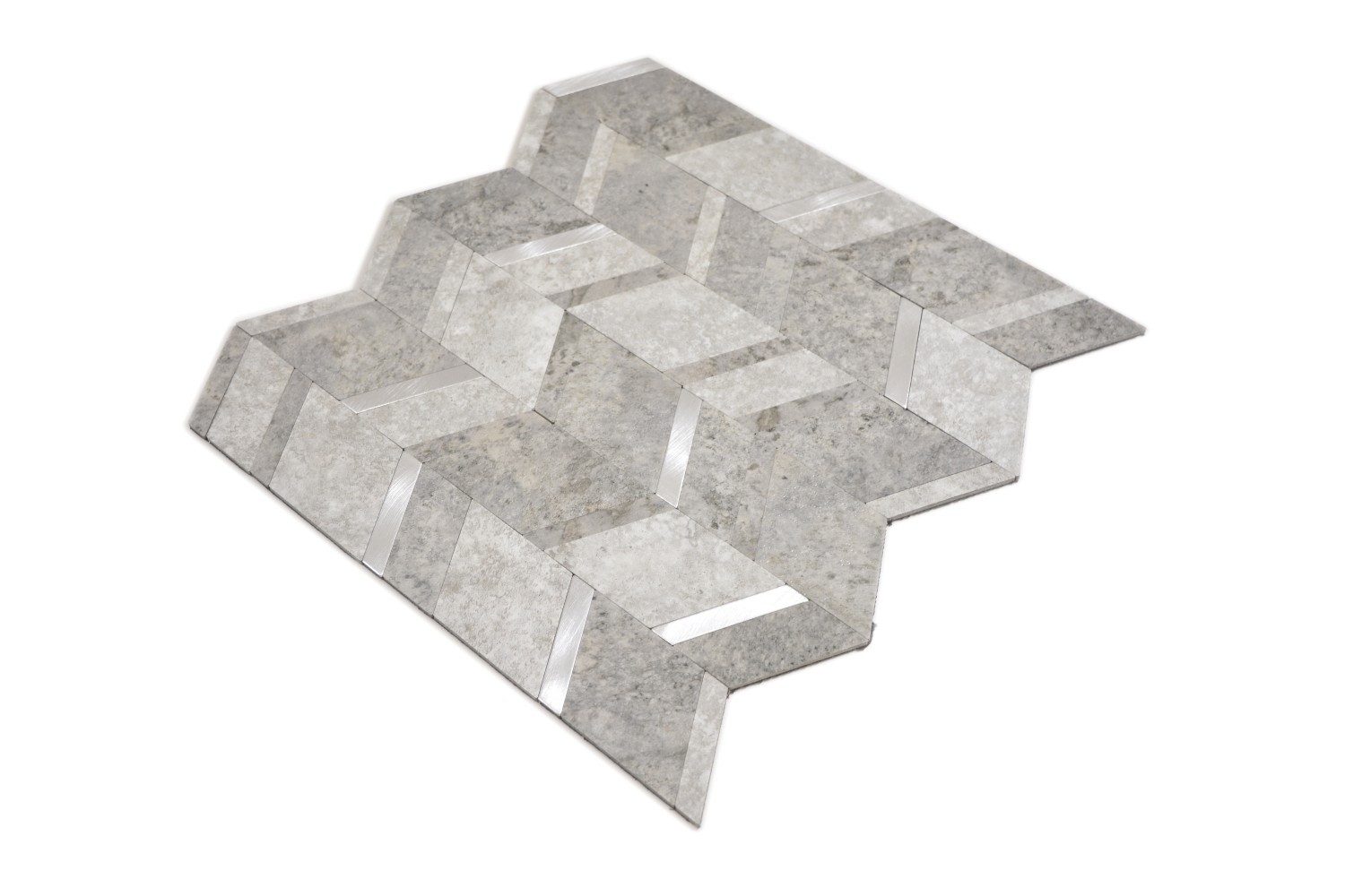 Mosani Mosaikfliesen selbstklebende Mosaikmatten Pfeil Optik Vinyl grau silber anthrazit
