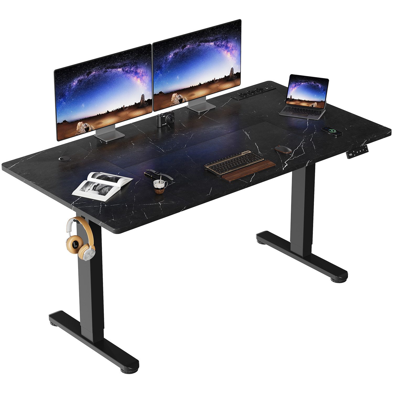 HOMALL Schreibtisch Höhenverstellbar mit 3-Buchsen und 2-USB-Ports mit kabe günstig online kaufen