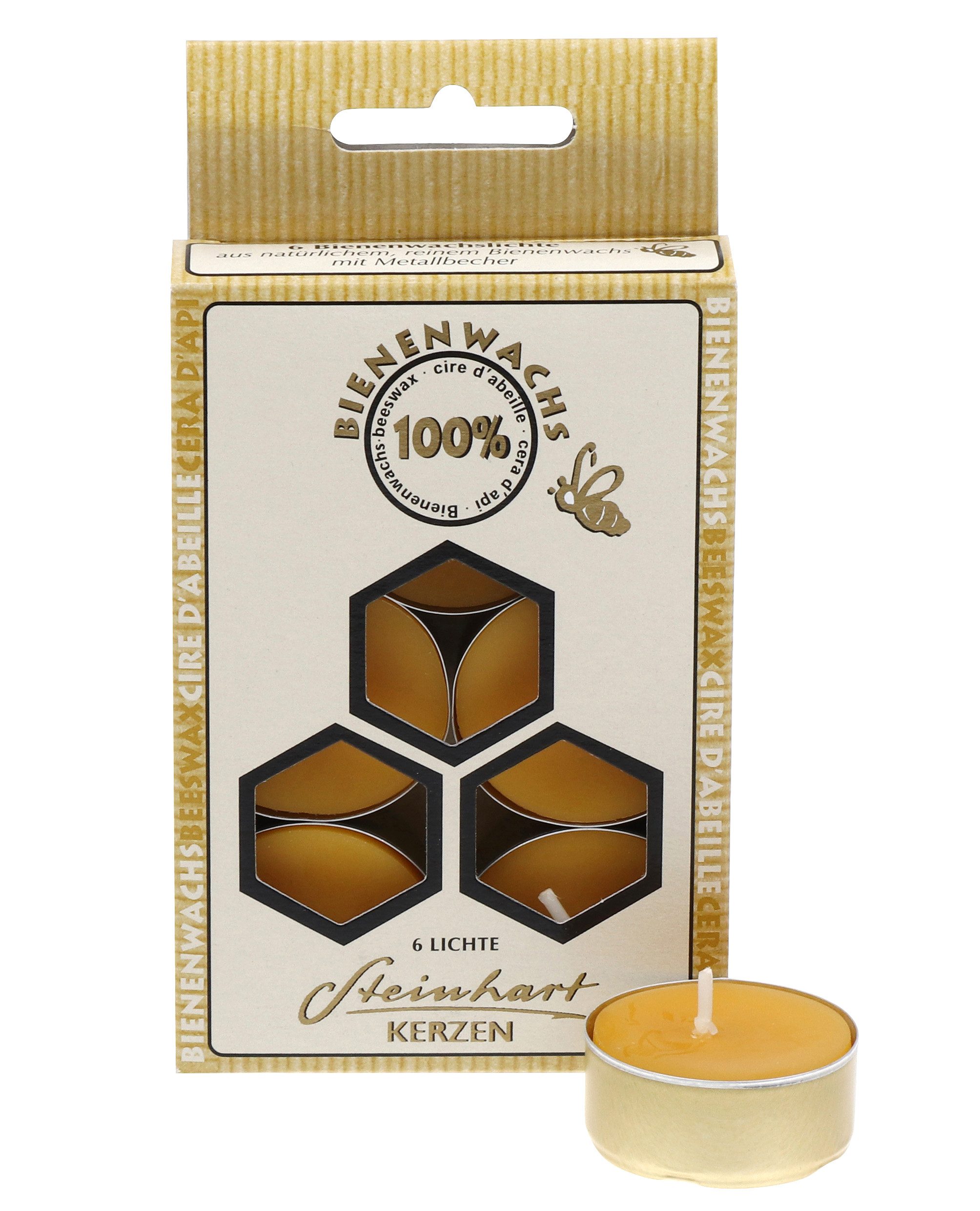 Steinhart Kerzen Teelicht 100% Bienenwachs Teelichte in Aluhülle 6er-Pack günstig online kaufen