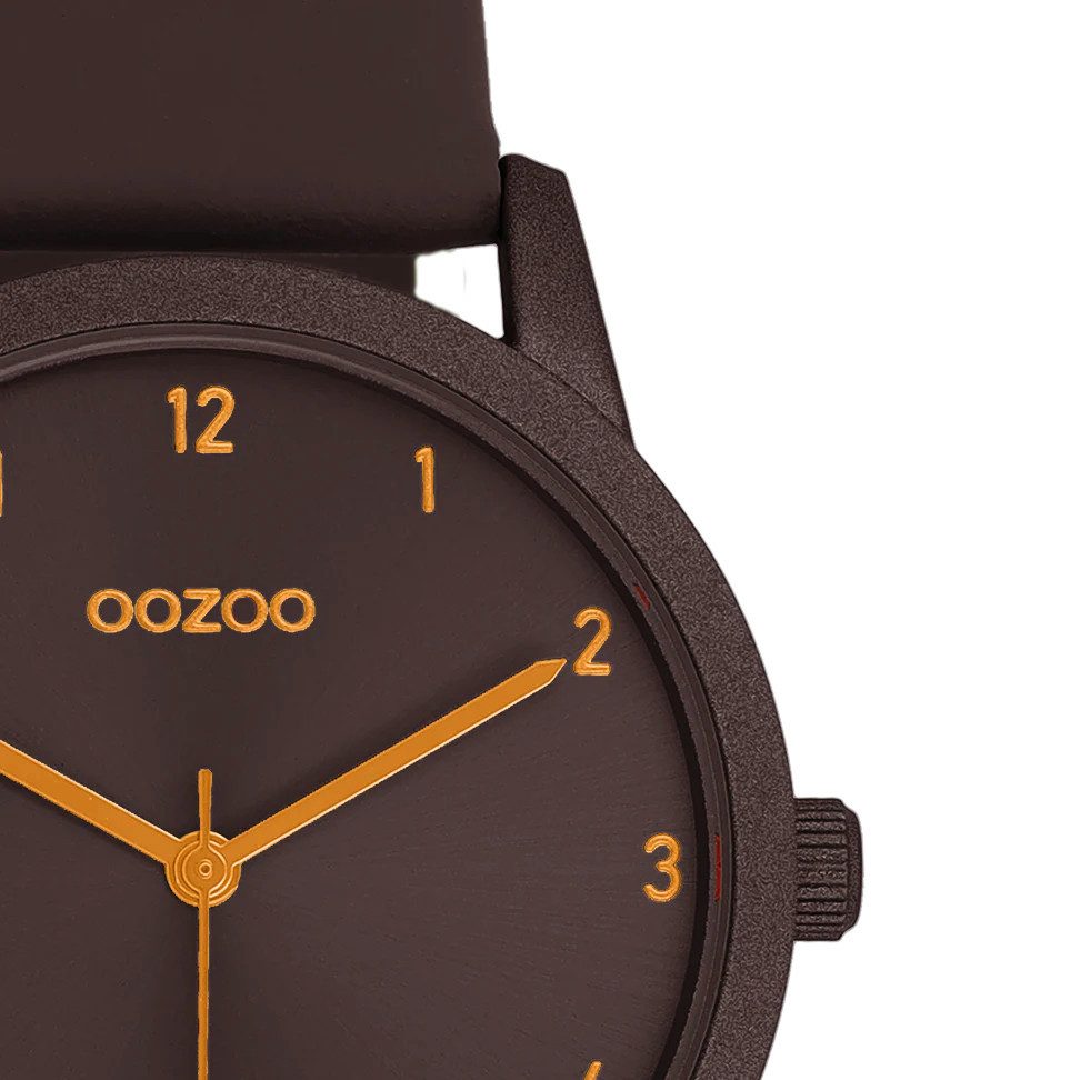 OOZOO Quarzuhr Damenuhr C11649 – dunkelbraunes Design, Lederband, moderne Uhr 38 mm