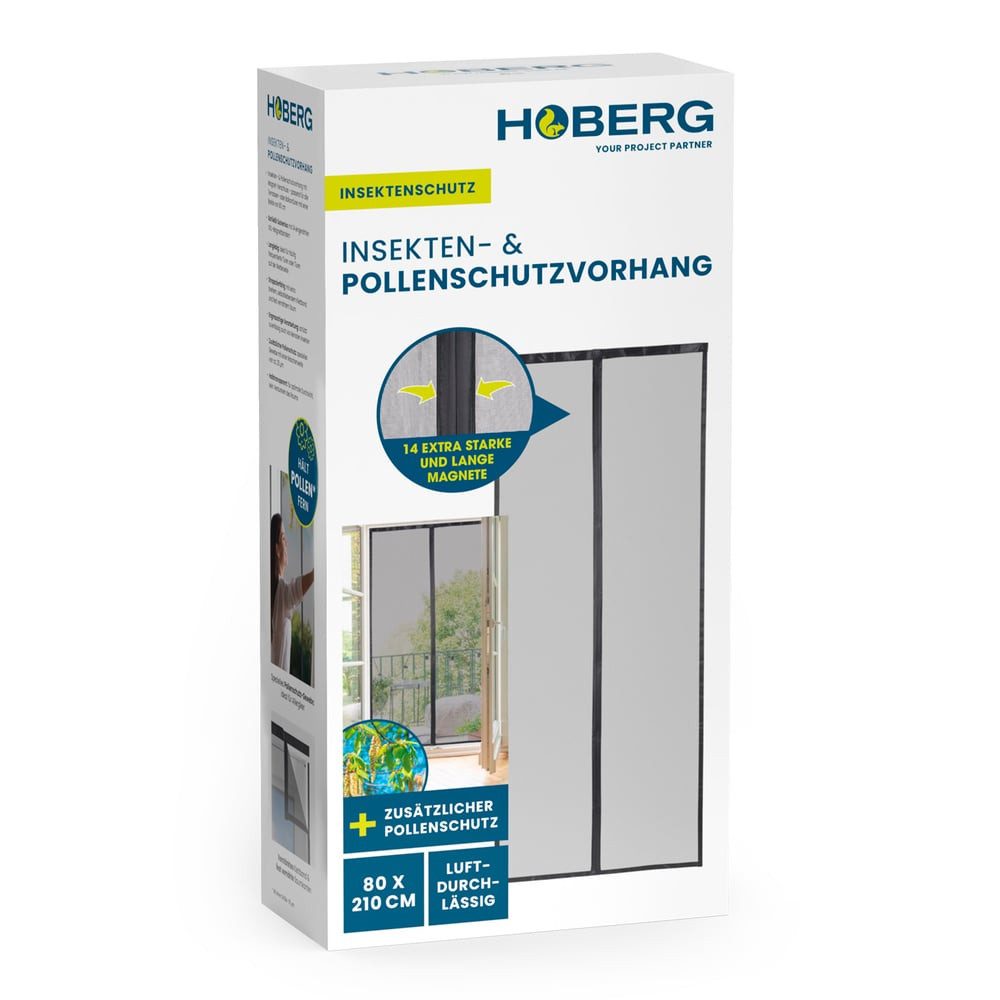 Hoberg Insektenschutz-Vorhang Insekten- & Pollenschutzvorhang für Wohnwagen 60x210cm, (1-St), magnetisch mit Schutz vor Pollen, Fliegen, Wespen etc.